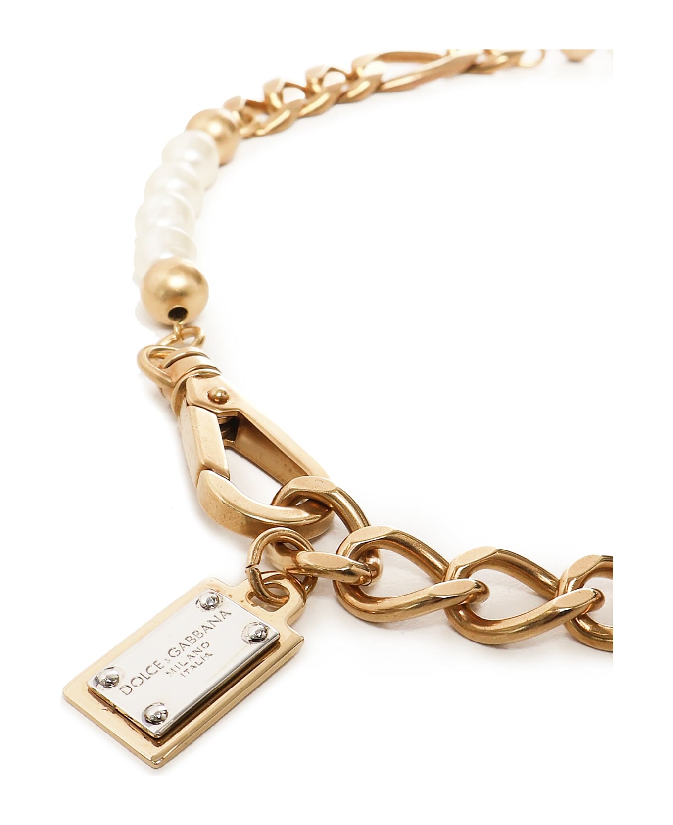 Dolce 
Gabbana Pearl Mesh Necklace - Golden