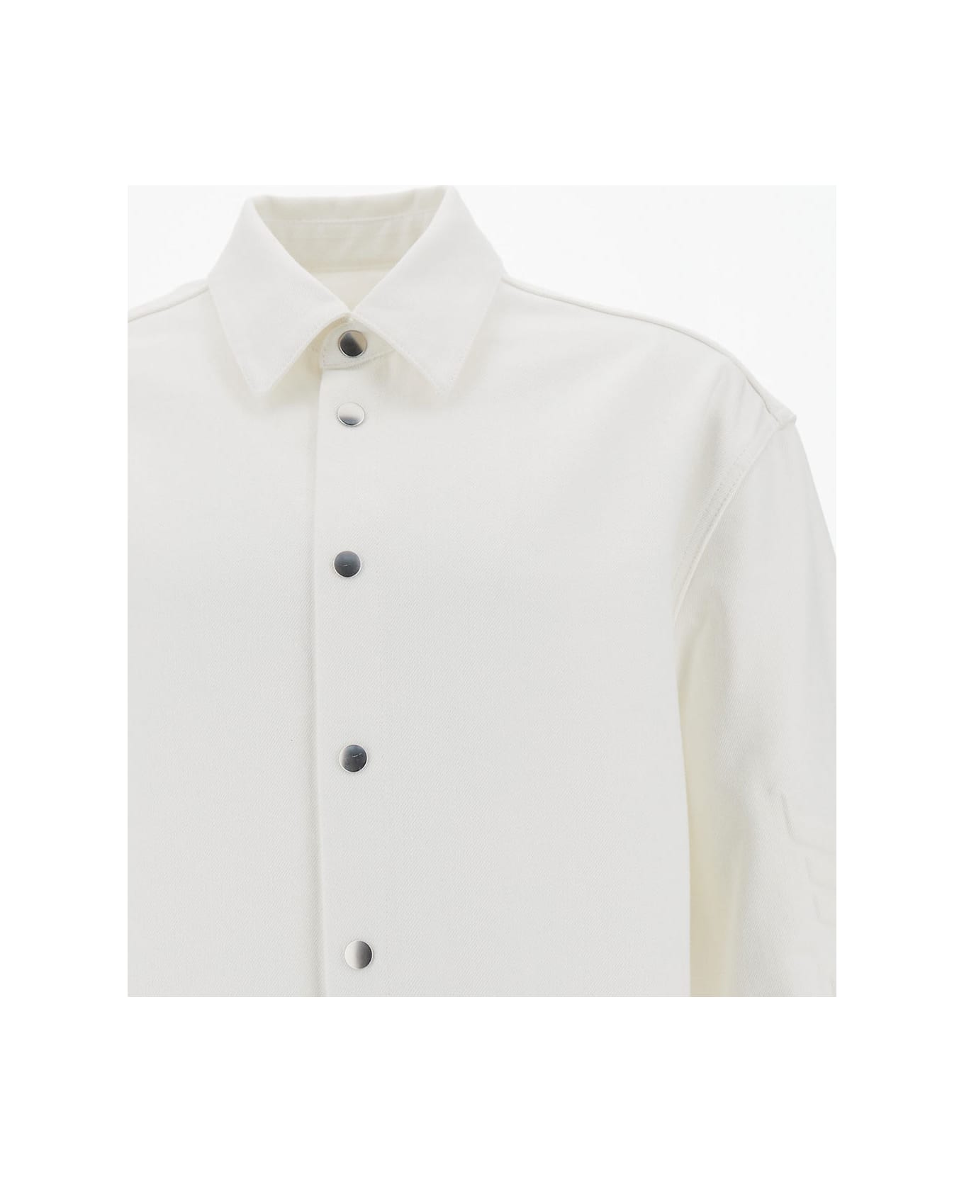 Jil Sander White Shirt With Embossed Logo In Denim Man - White