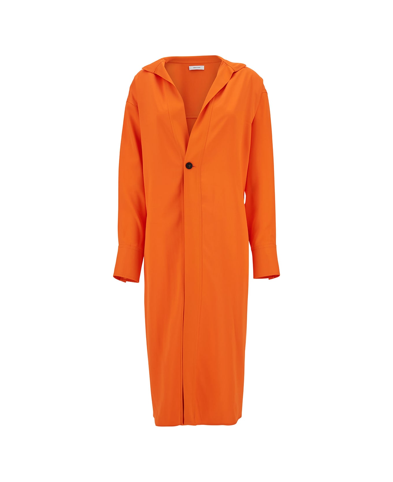 Ferragamo Orange Single-breasted Coat With A Single Button In Stretch Viscose Blend Woman - Orange