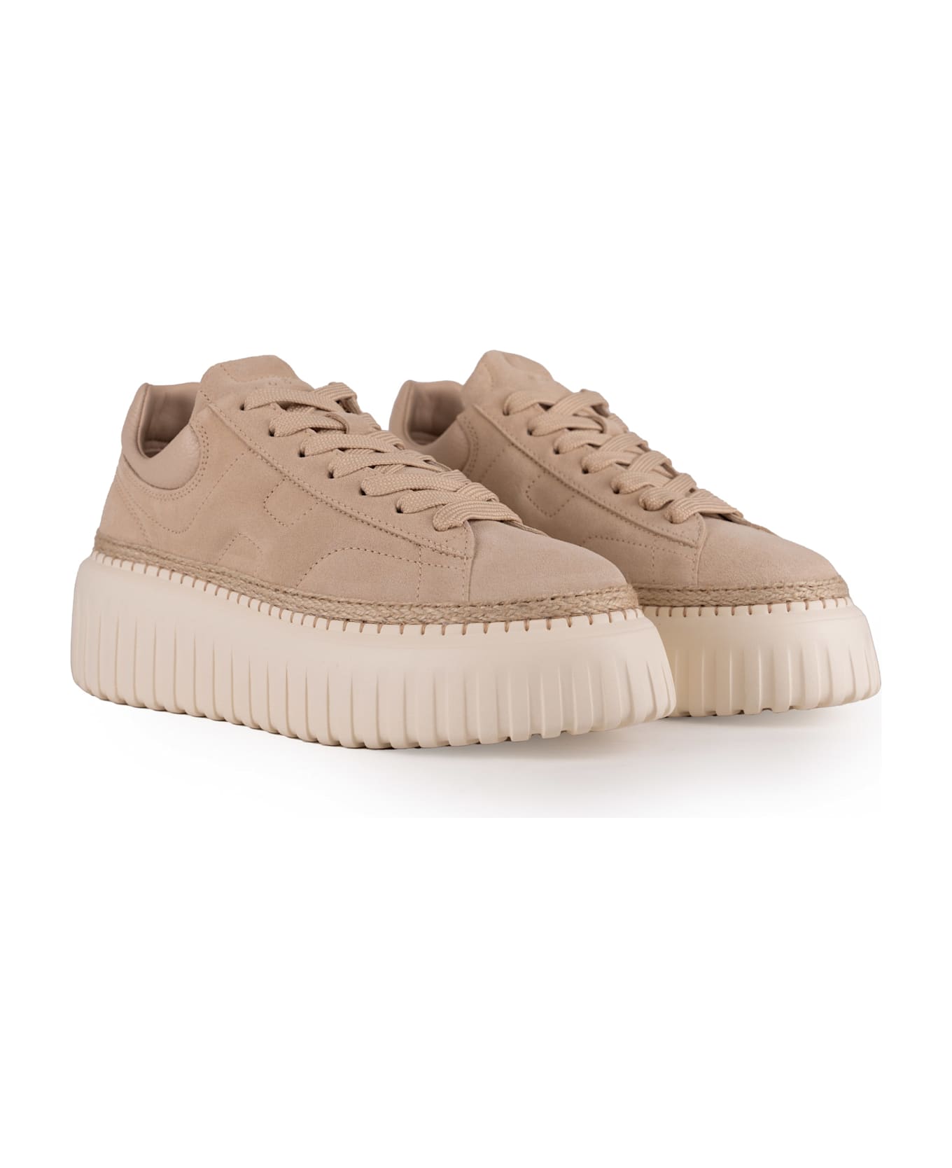 Hogan H-stripes Sneakers In Suede - Avorio