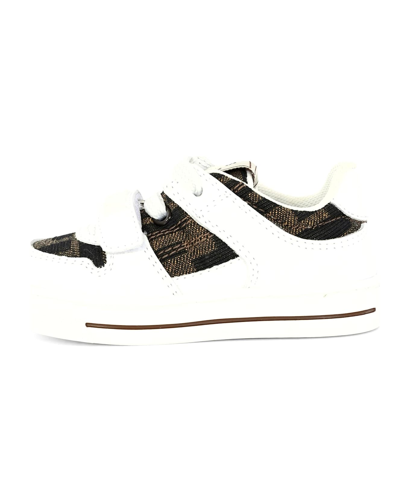 Fendi White Sneakers For Kids With Ff - White