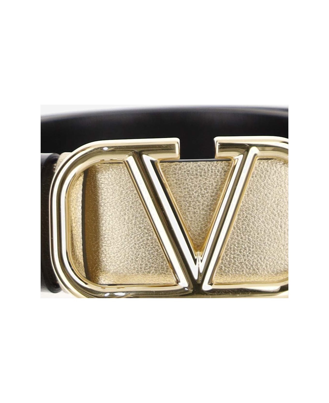 Valentino Garavani 30mm Vlogo Signature Reversible Leather Belt - Golden