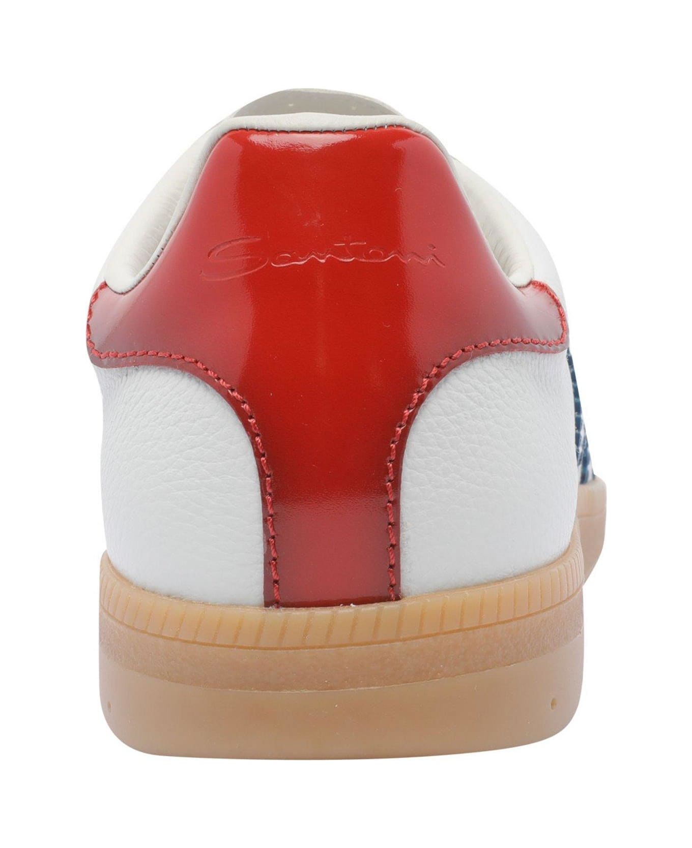 Santoni Colourblock Panelled Lace-up Sneakers Santoni - WHITE