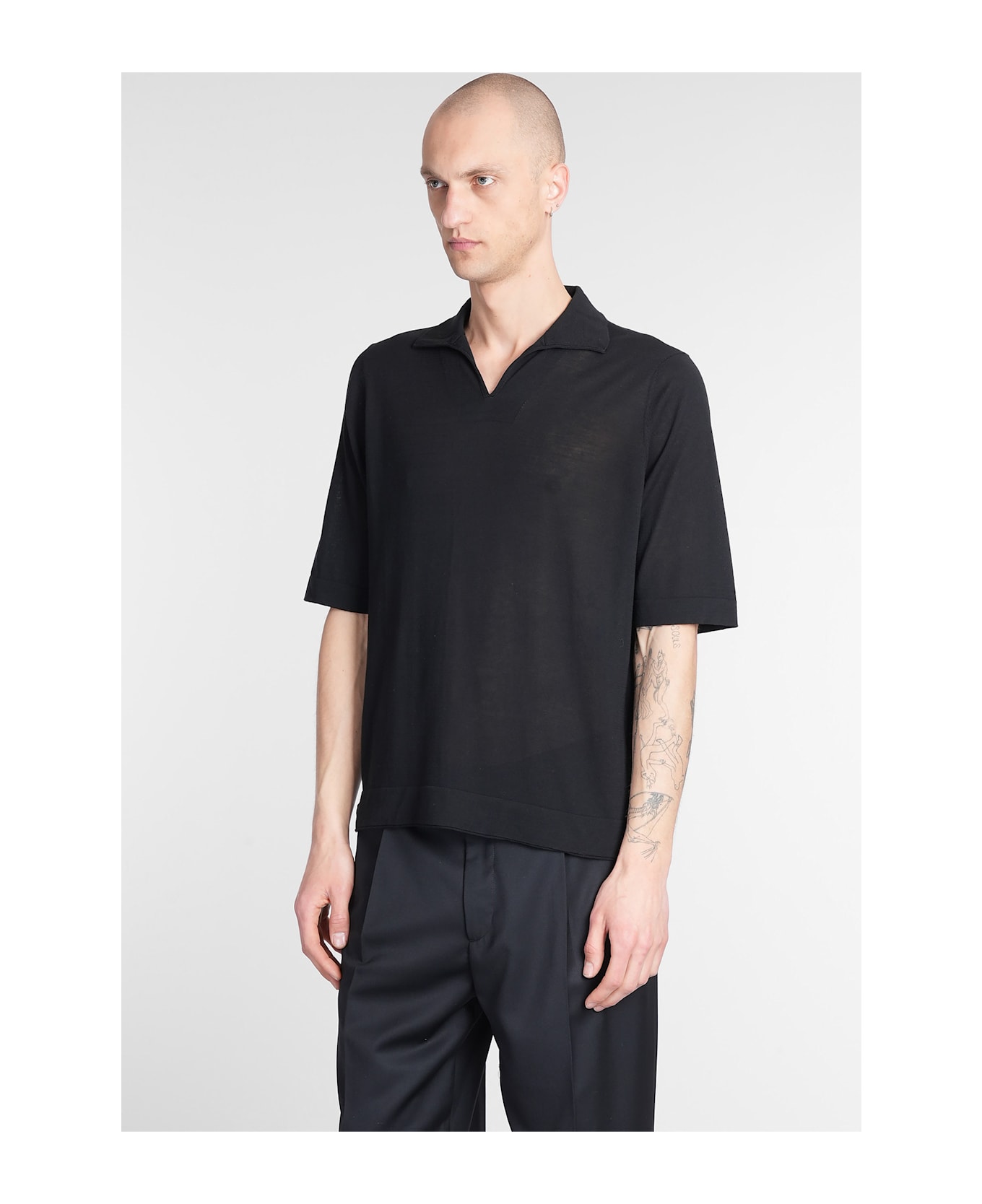Ballantyne Polo In Black Cotton - black