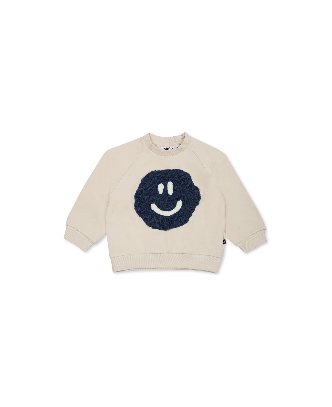 Molo Ivory Sweatshirt For Babykids With Smiely - Ivory