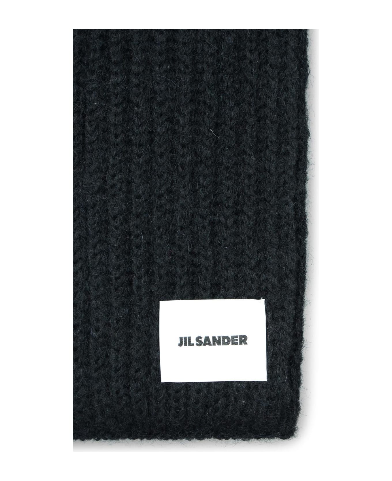 Jil Sander Black Wool Blend Scarf - Black