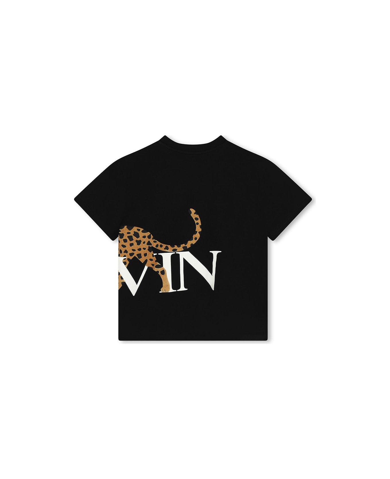 Lanvin Black T-shirt With Jaguar Print And Lanvin Logo - B Nero