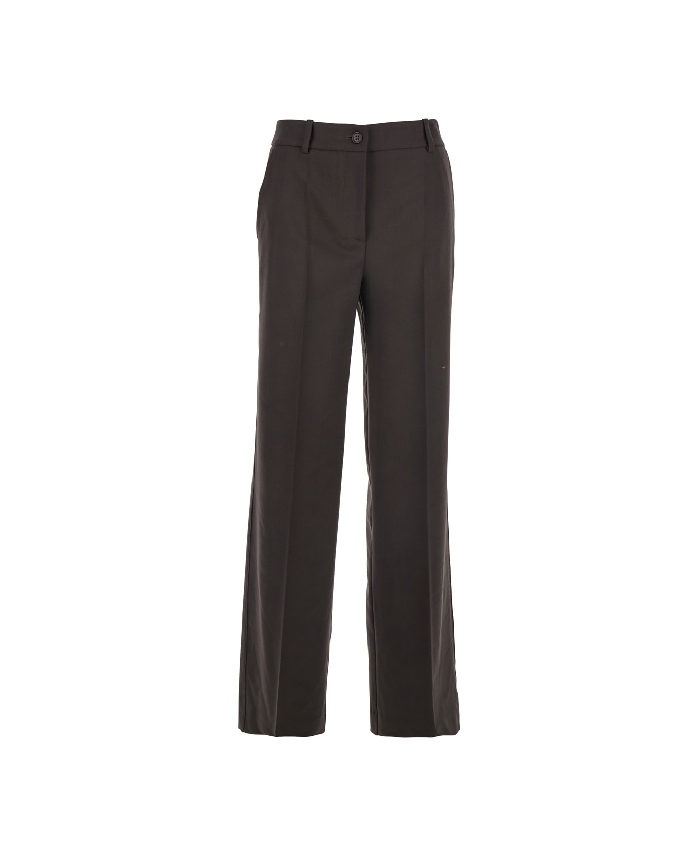 ボトムスその他 PAROSH Women Pants LILLE24D232245008 Brown Parosh Brown Pants With Belt Loops In Wool Blend Woman
