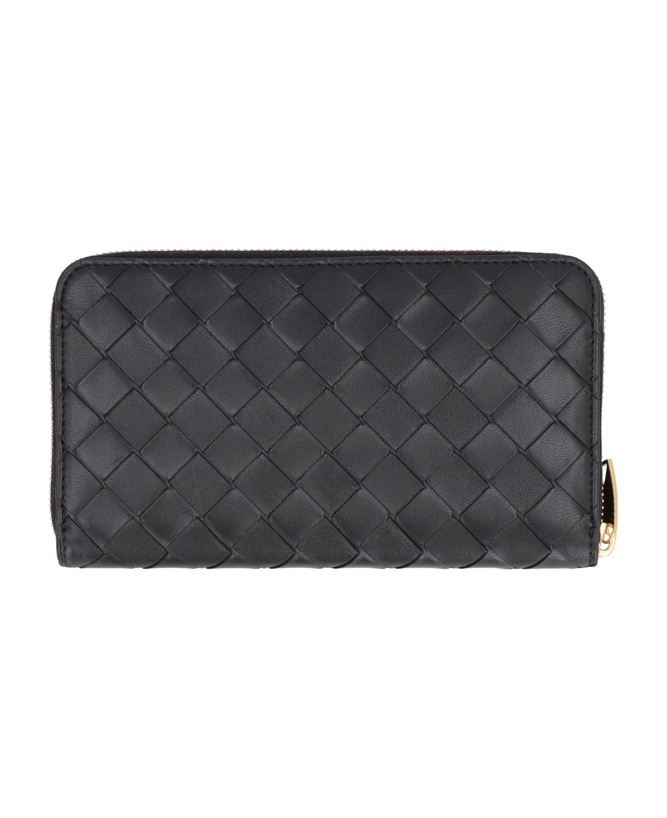 Bottega Veneta Leather Zip-around Wallet - Black Gold