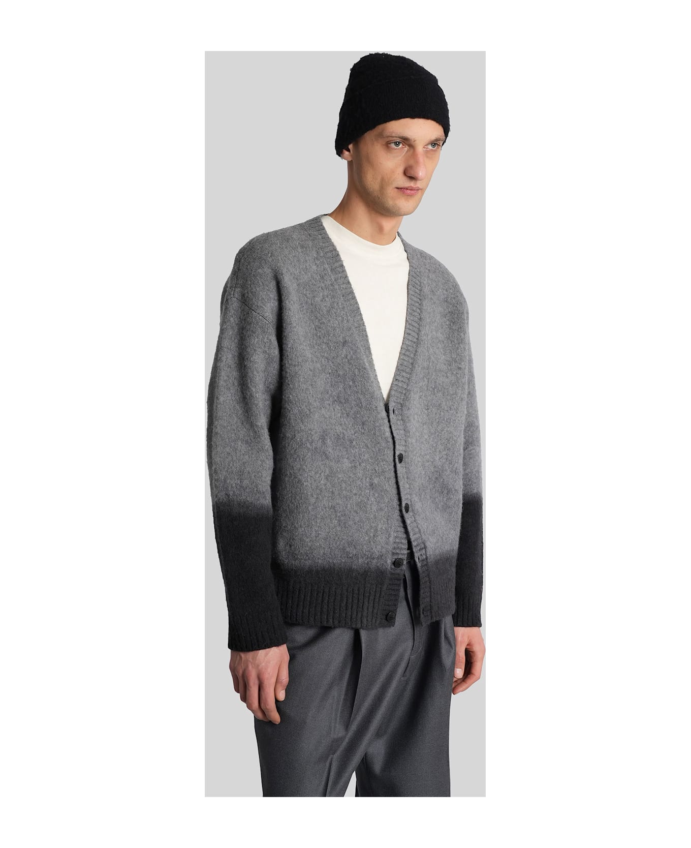 Paura Radmin Cardigan In Grey Wool - grey