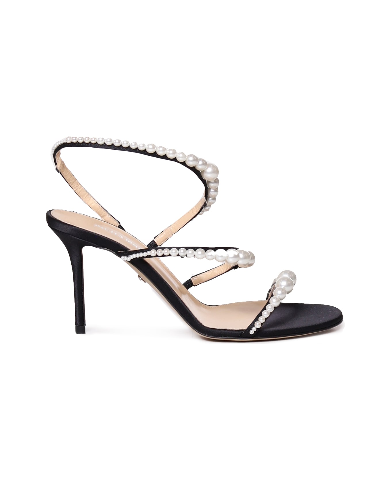 Mach & Mach Sirene Sandals With Satin And Pearls - Black