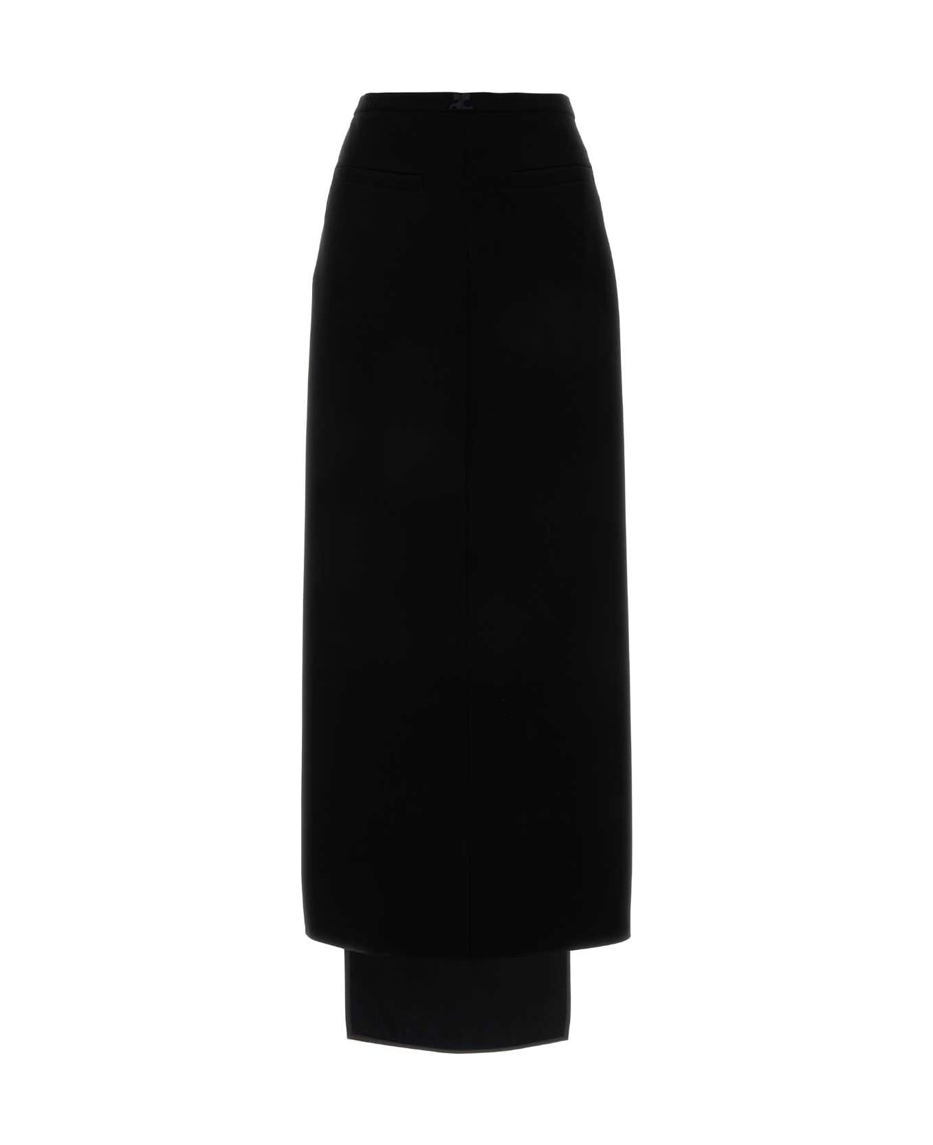 Courrèges Black Crepe Heritage Tech Skirt - Black