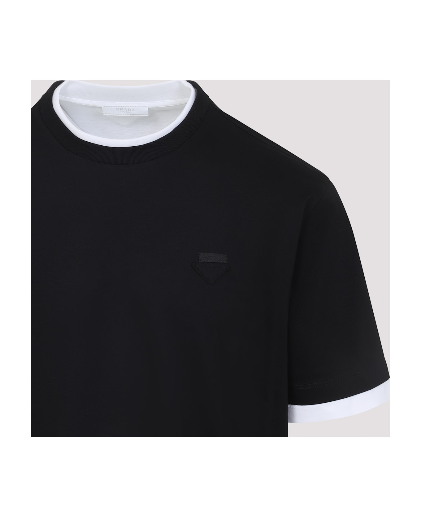 Prada Short Sleeves Crewneck T-shirt - Nero Bianco