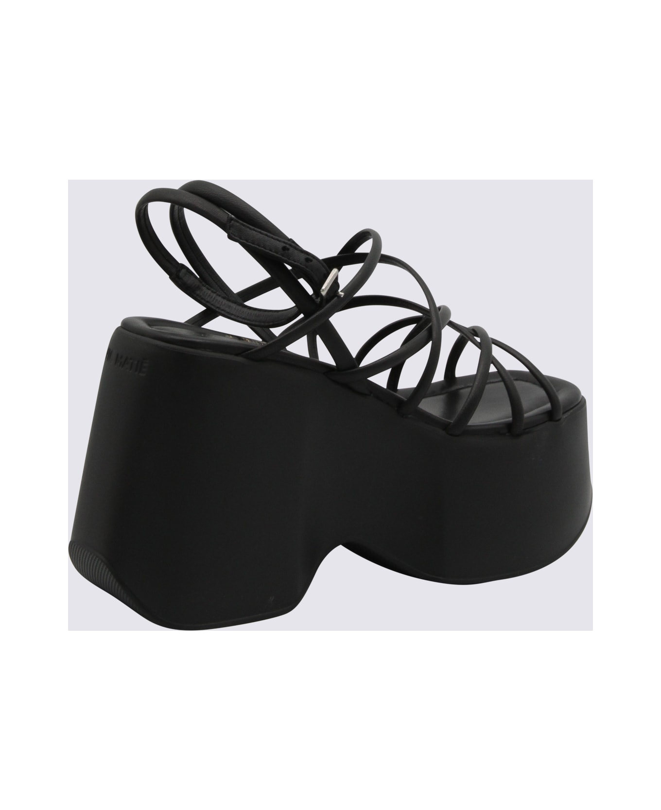 Vic Matié Black Leather Sandals - Black
