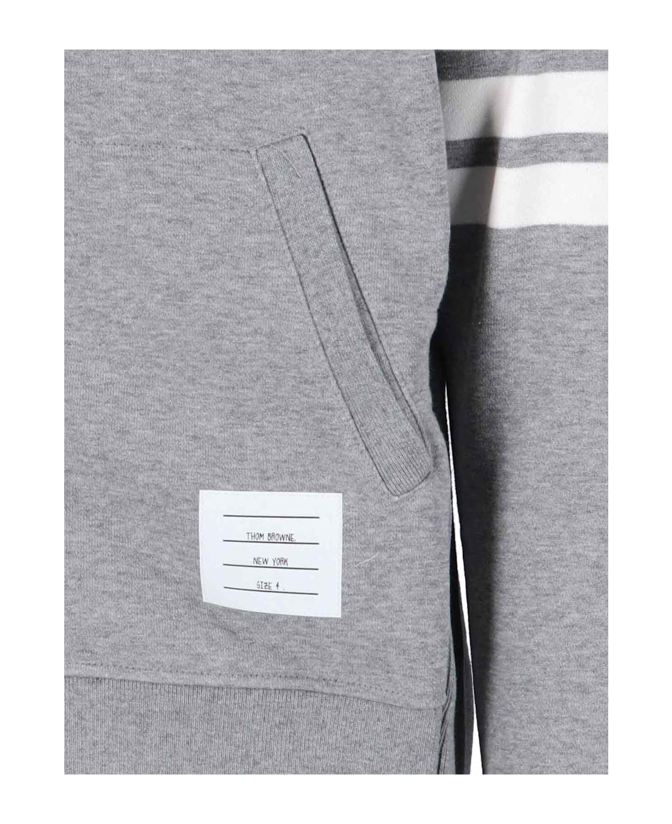 Thom Browne 4-bar Zip Hoodie - LIGHT GREY