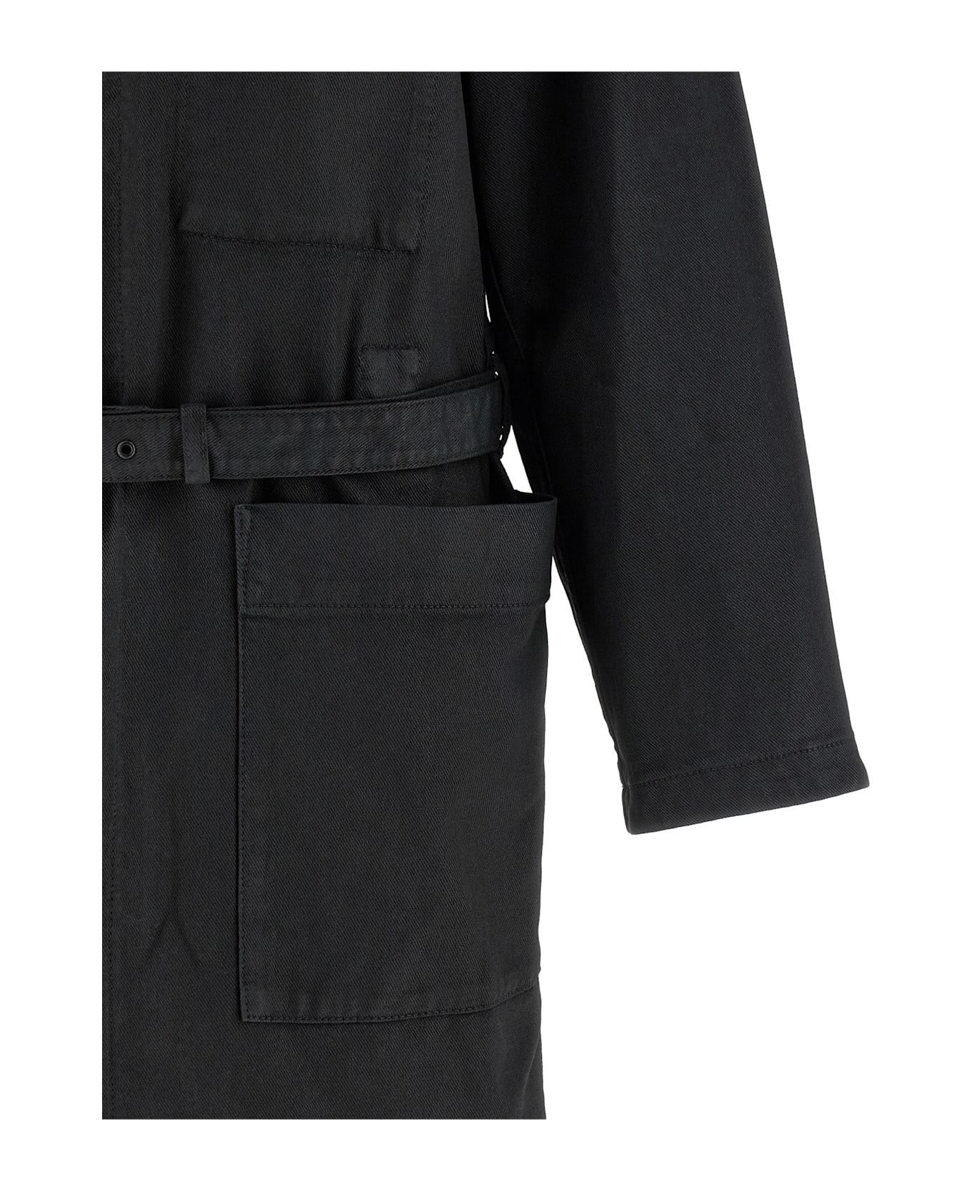 Lemaire Waxed Cotton Trench Coat - Black  
