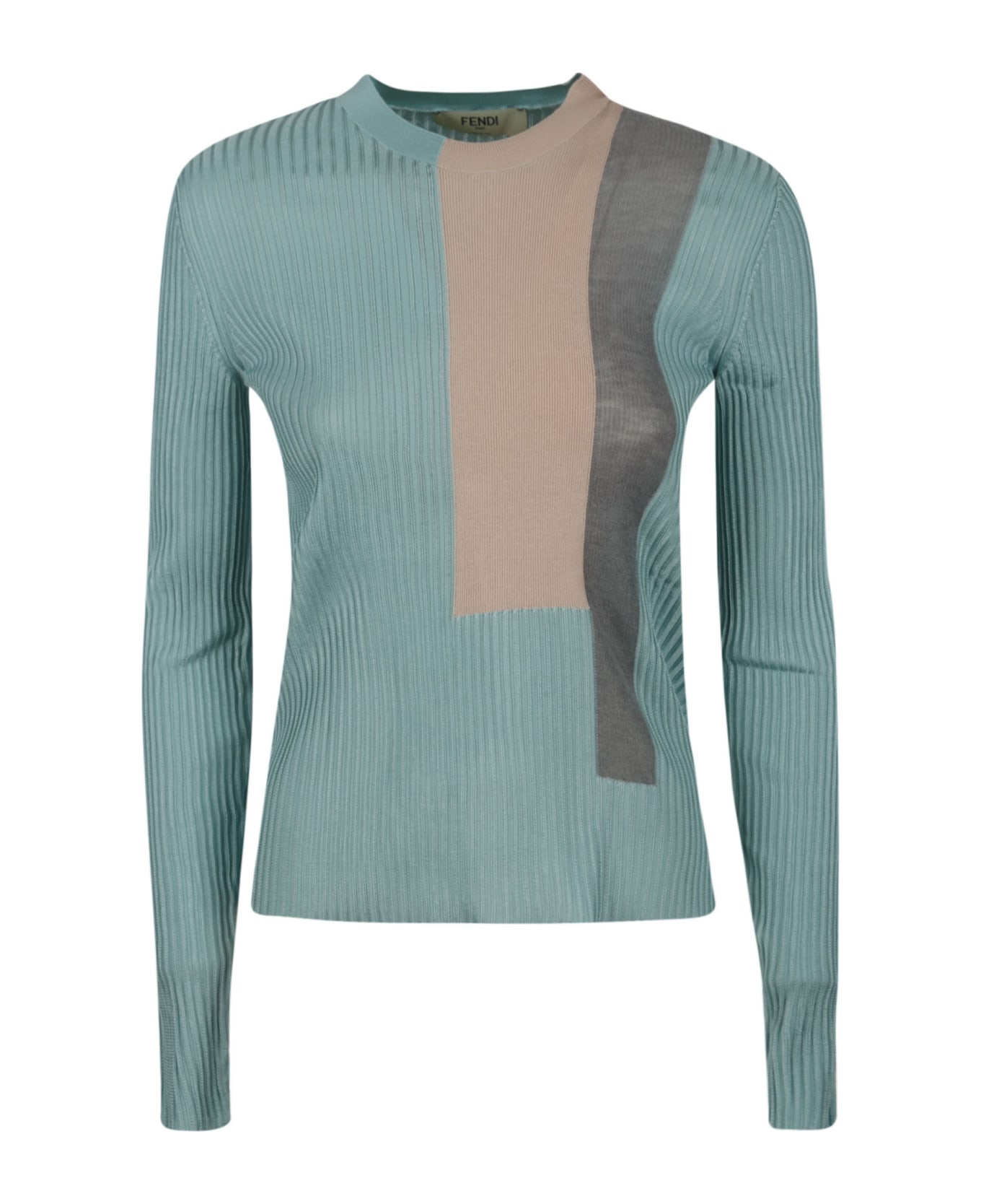 Fendi Color-block Silk Sweater - LIGHT BLUE