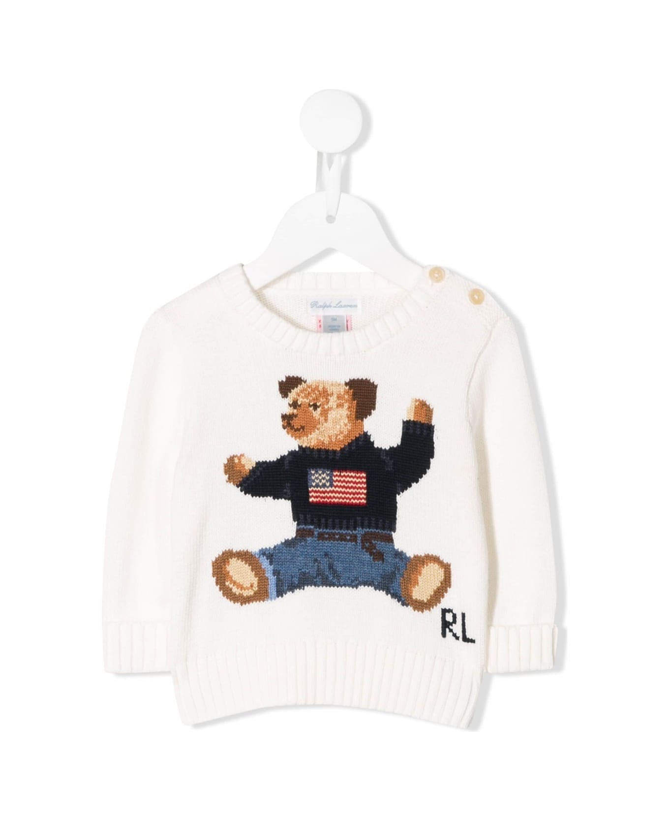 Ralph Lauren Polo Bear Cotton Sweater In White - White ニットウェア＆スウェットシャツ