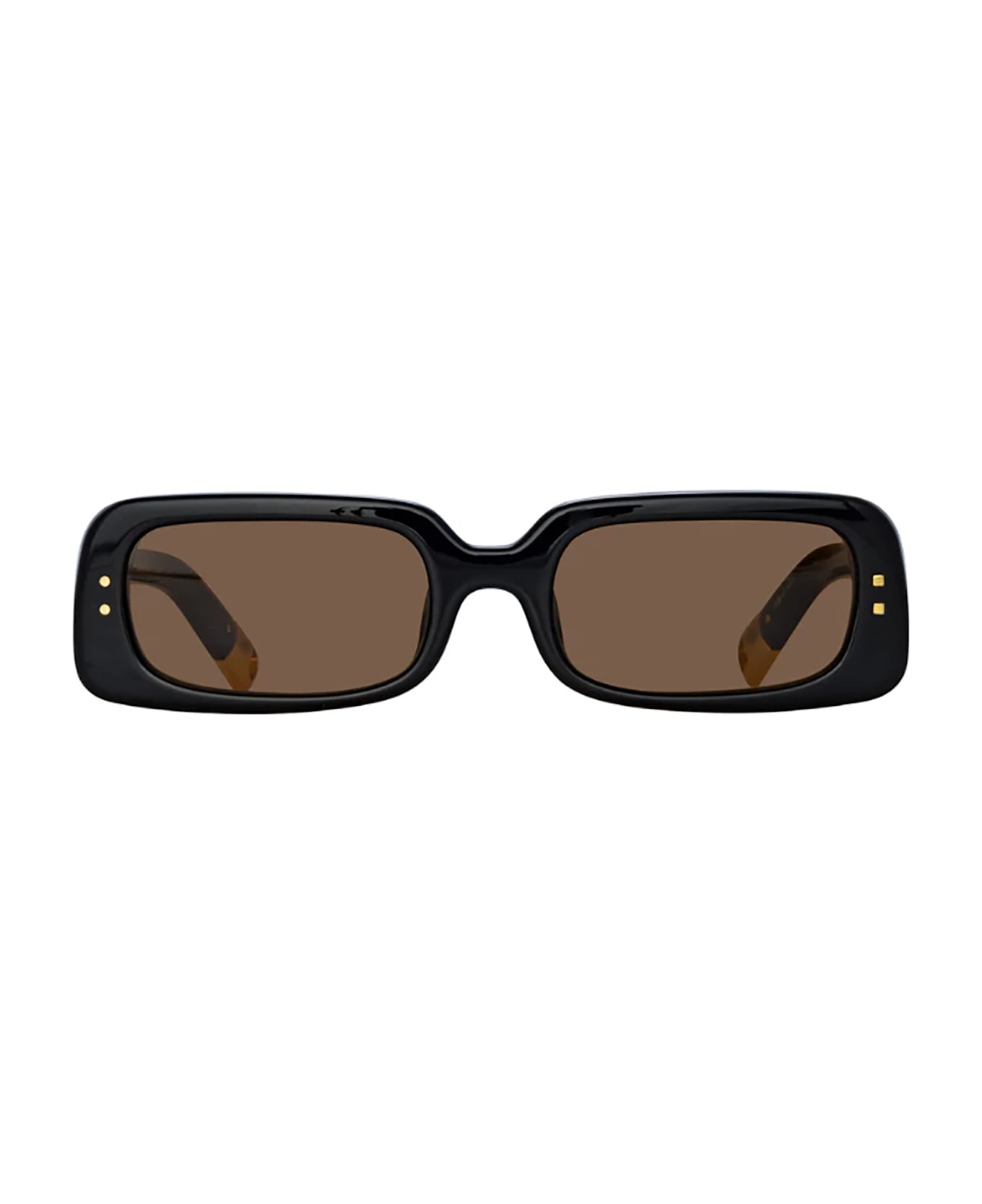 Jacquemus AZZURO Sunglasses - Black/ Yellow Gold/ Brown