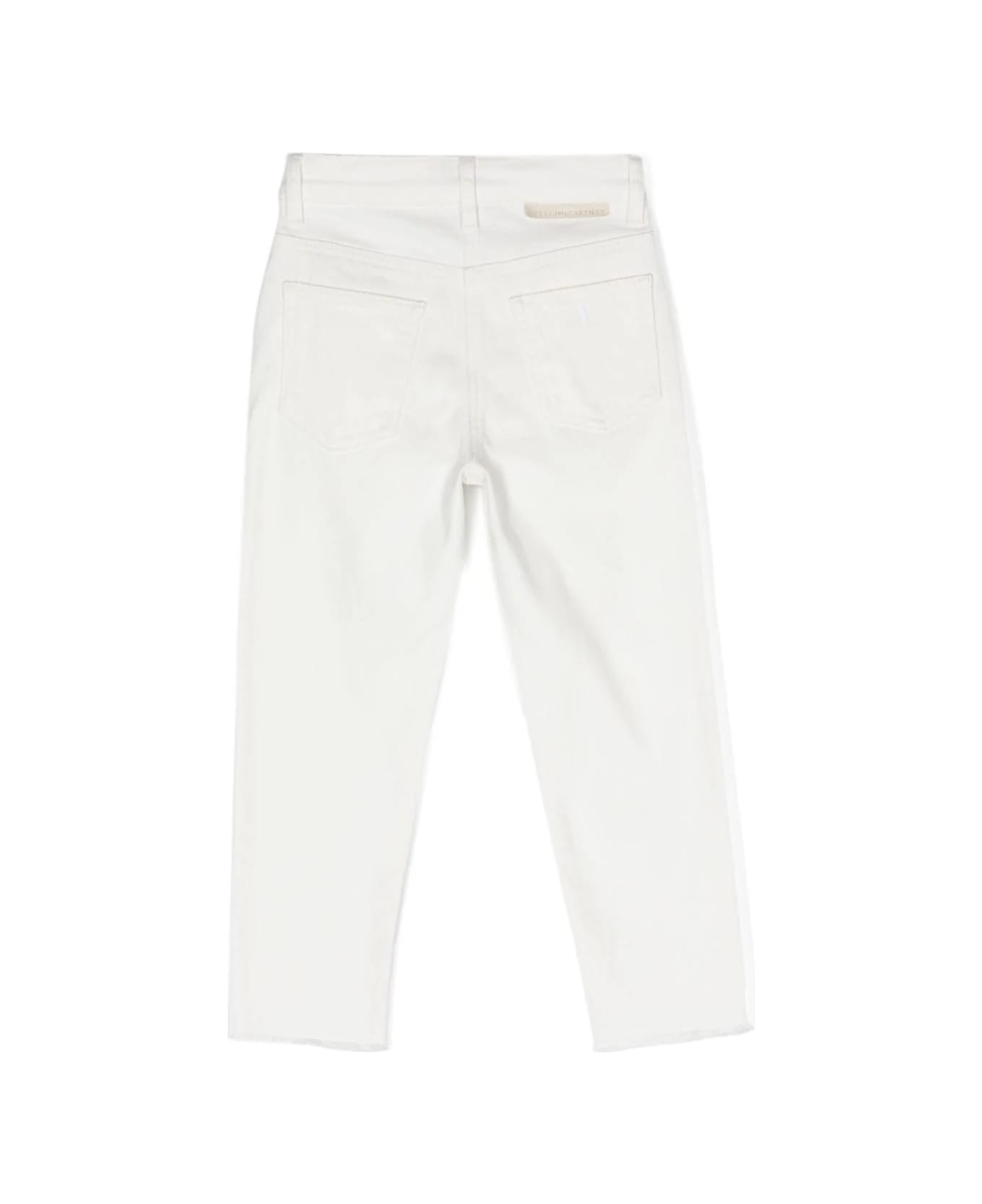 Stella McCartney Kids Patch Pocket Straight Leg Jeans In Ivory - White