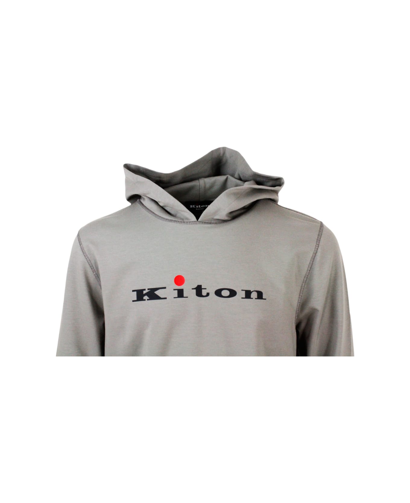 Kiton Hooded Sweatshirt In Soft And Fine Stretch Cotton With Long Sleeves - Beige - dove  フリース
