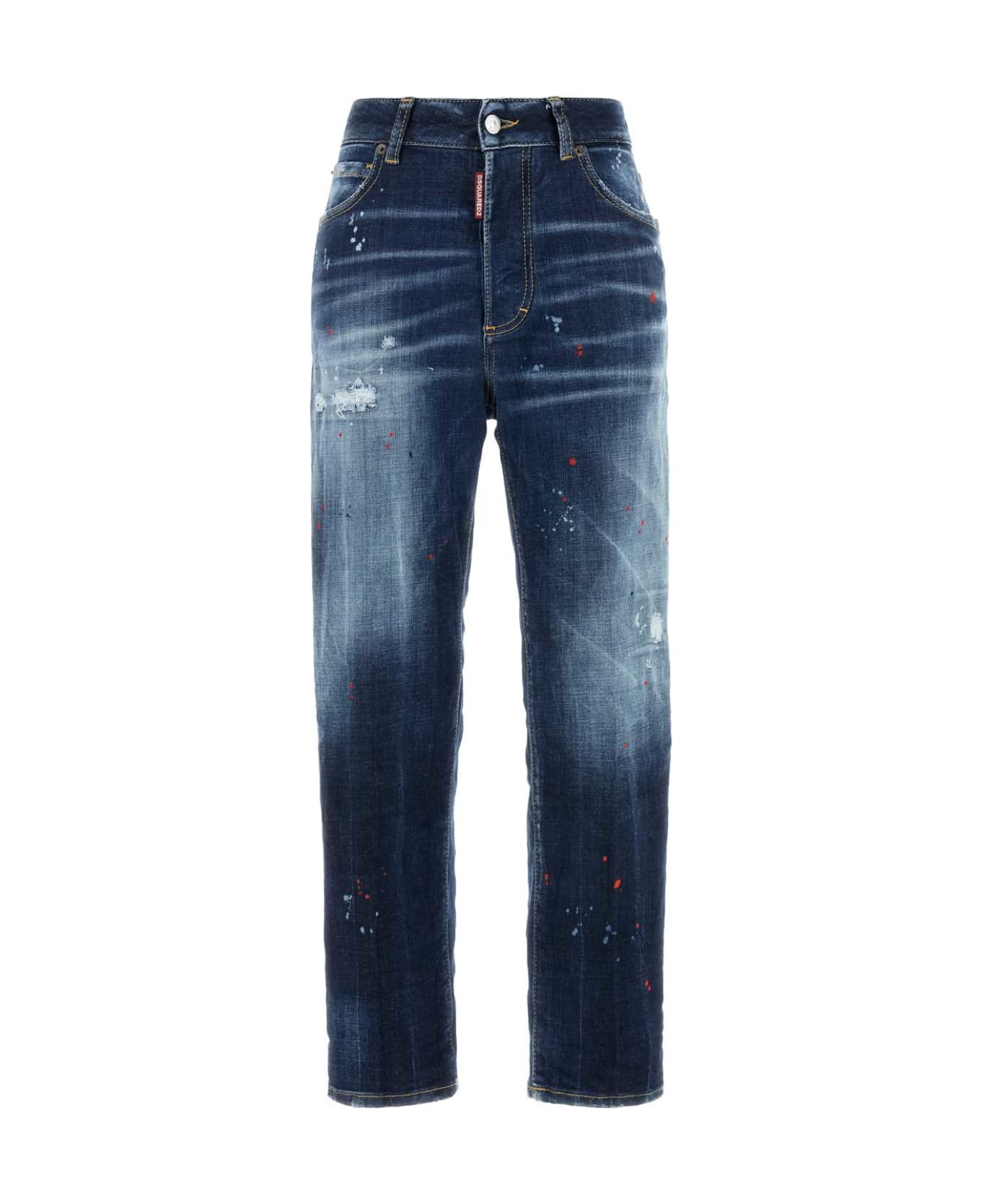Dsquared2 Stretch Denim Boston Jeans - NAVYBLUE