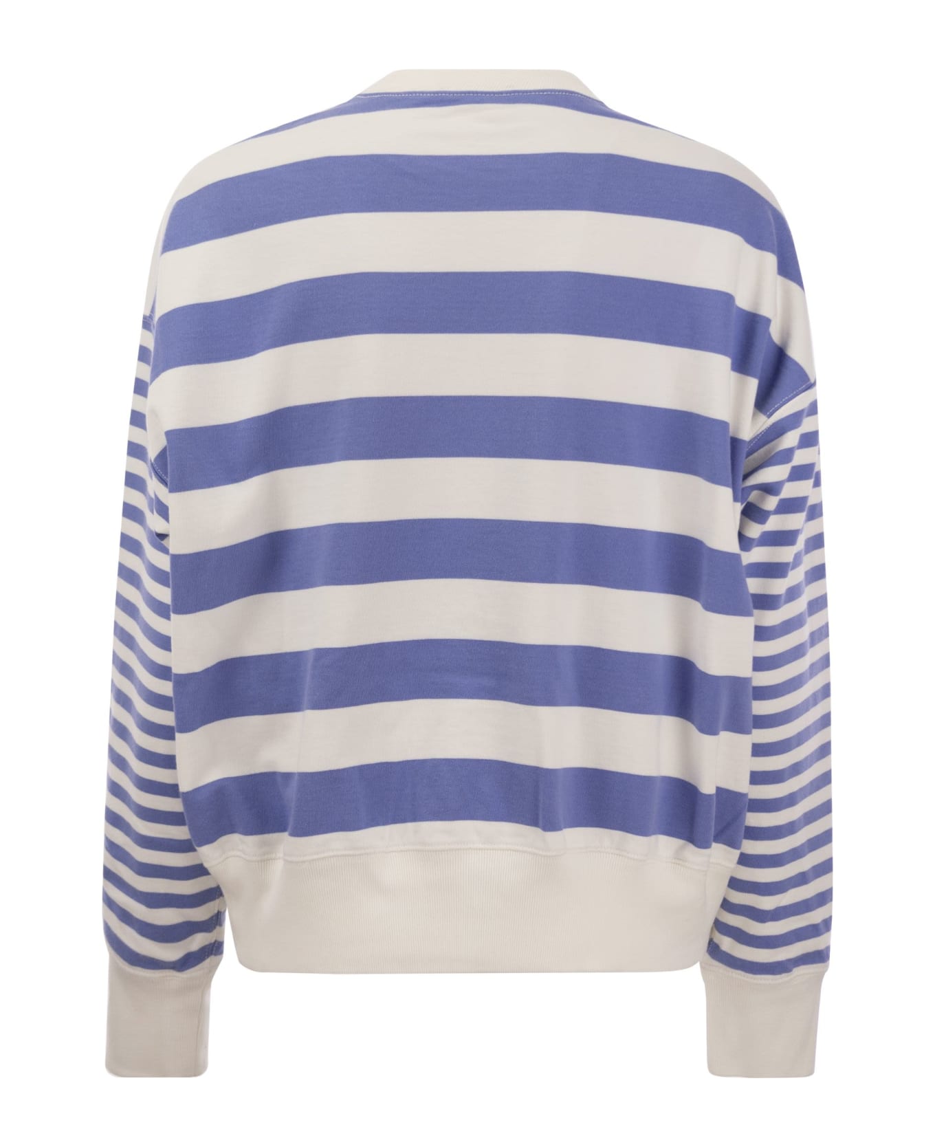 Polo Ralph Lauren Crew-neck Sweatshirt With Stripes - White/light Blue