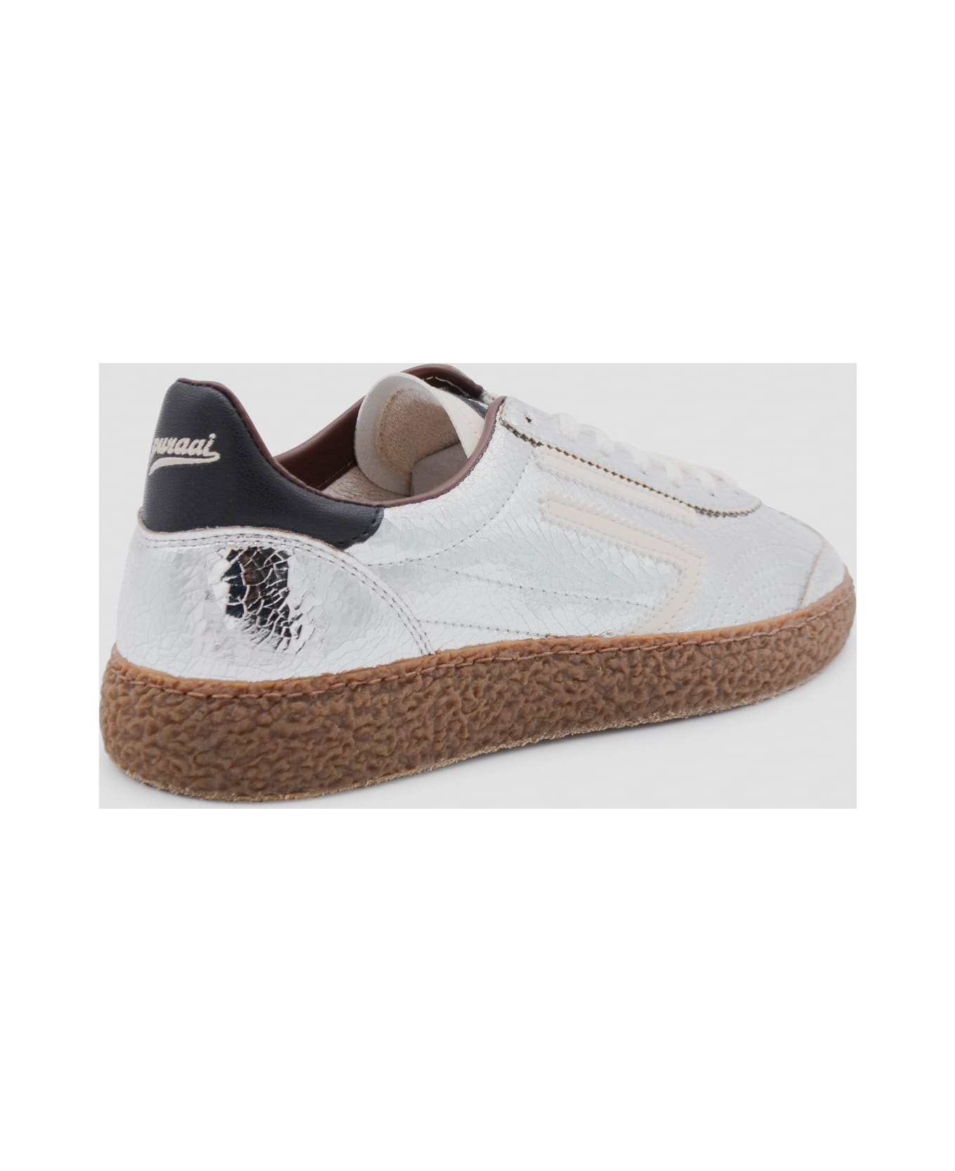 Puraai Silver Leather Sneakers - Silver