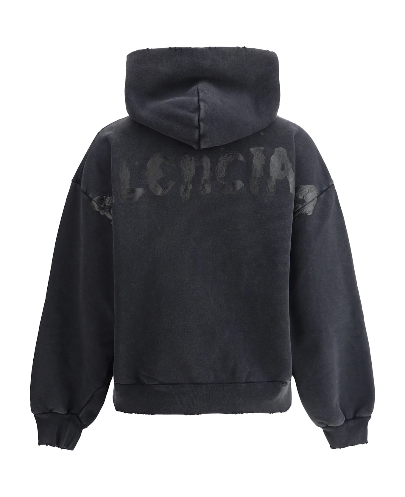Balenciaga Zip-up Hoodie - Faded Washed Black