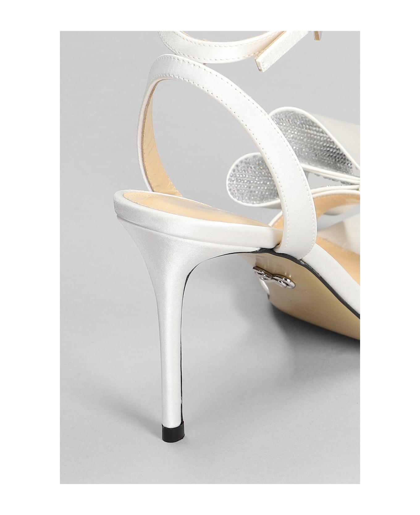 Mach & Mach Sandals In White Silk - white