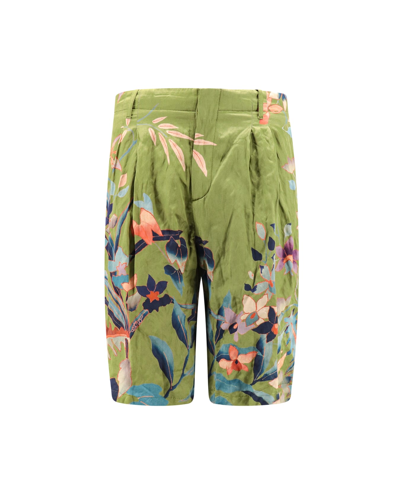 Etro Bermuda Shorts With Floral Print - Green ショートパンツ