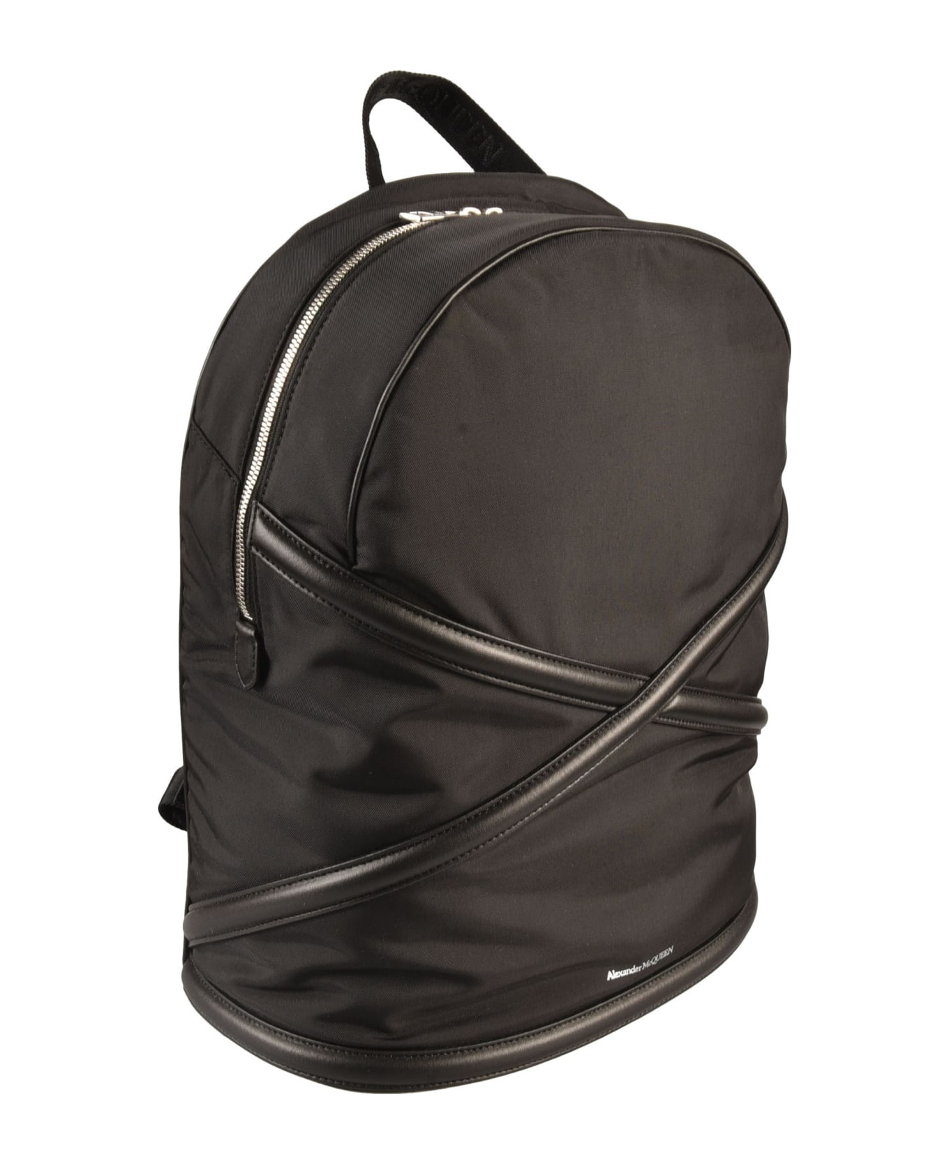 Alexander McQueen Harness Leather Details Nylon Backpack - black