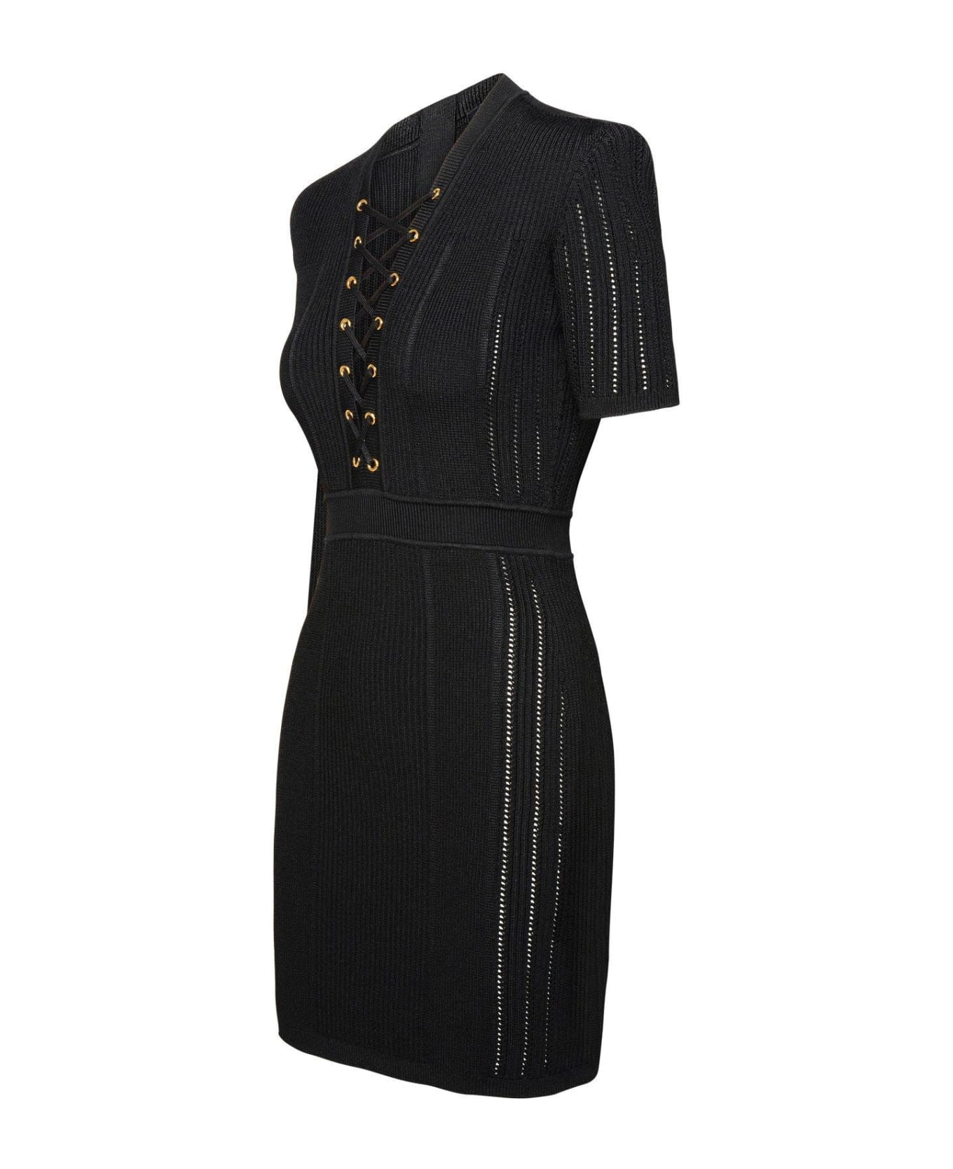 Balmain Short Fine Ribbed Knit Dress - BLACK ワンピース＆ドレス
