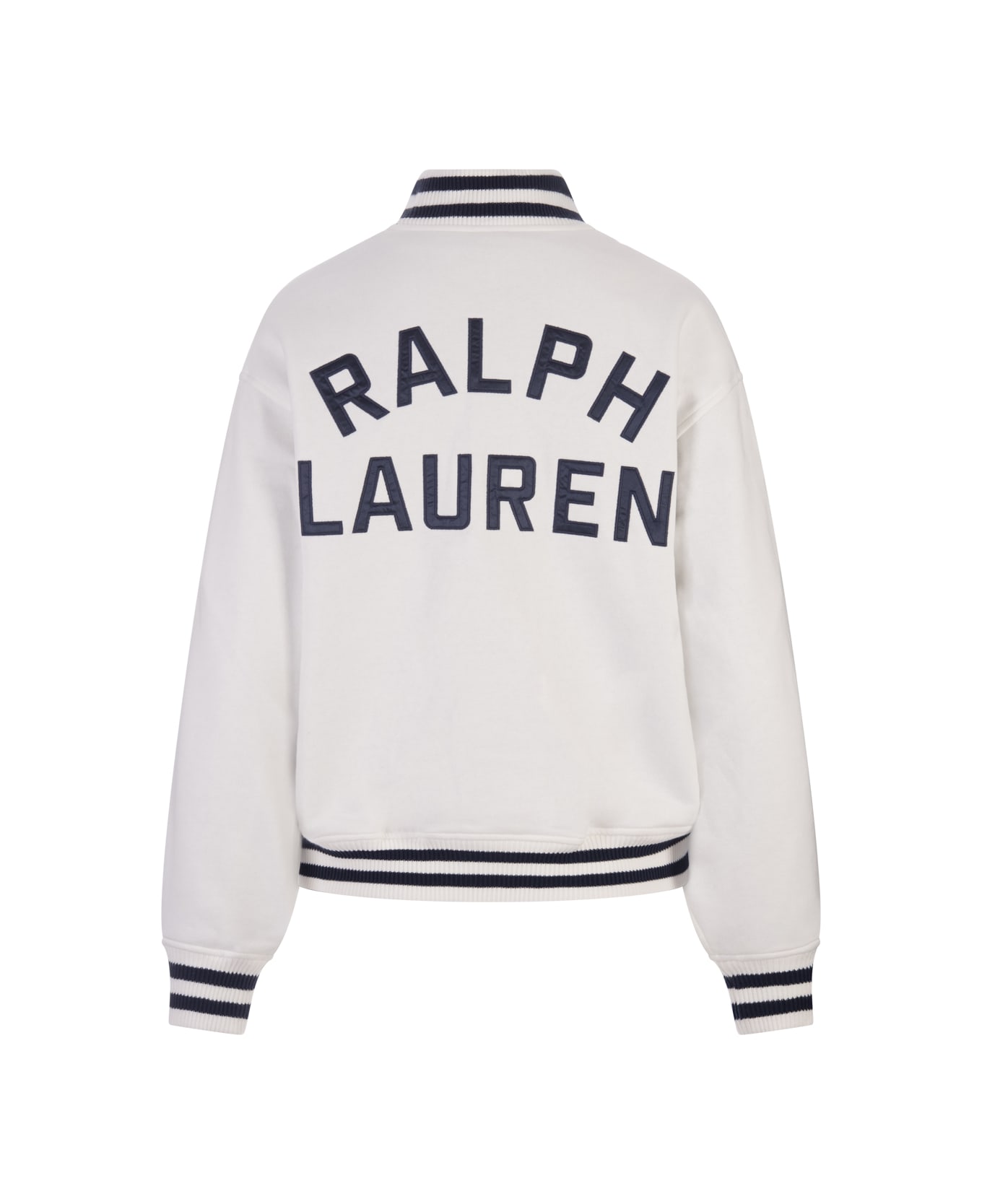 Ralph Lauren White And Dark Blue Reversible Bomber Jacket With Logos - White
