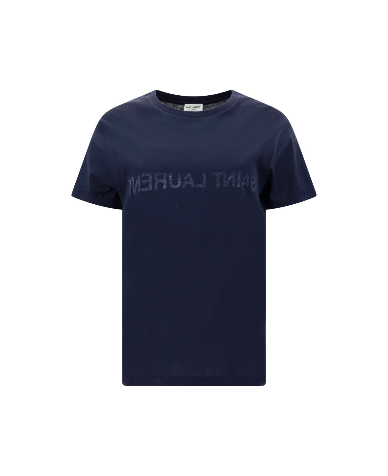 Saint Laurent T-shirt Col Rond - Marine/naturel