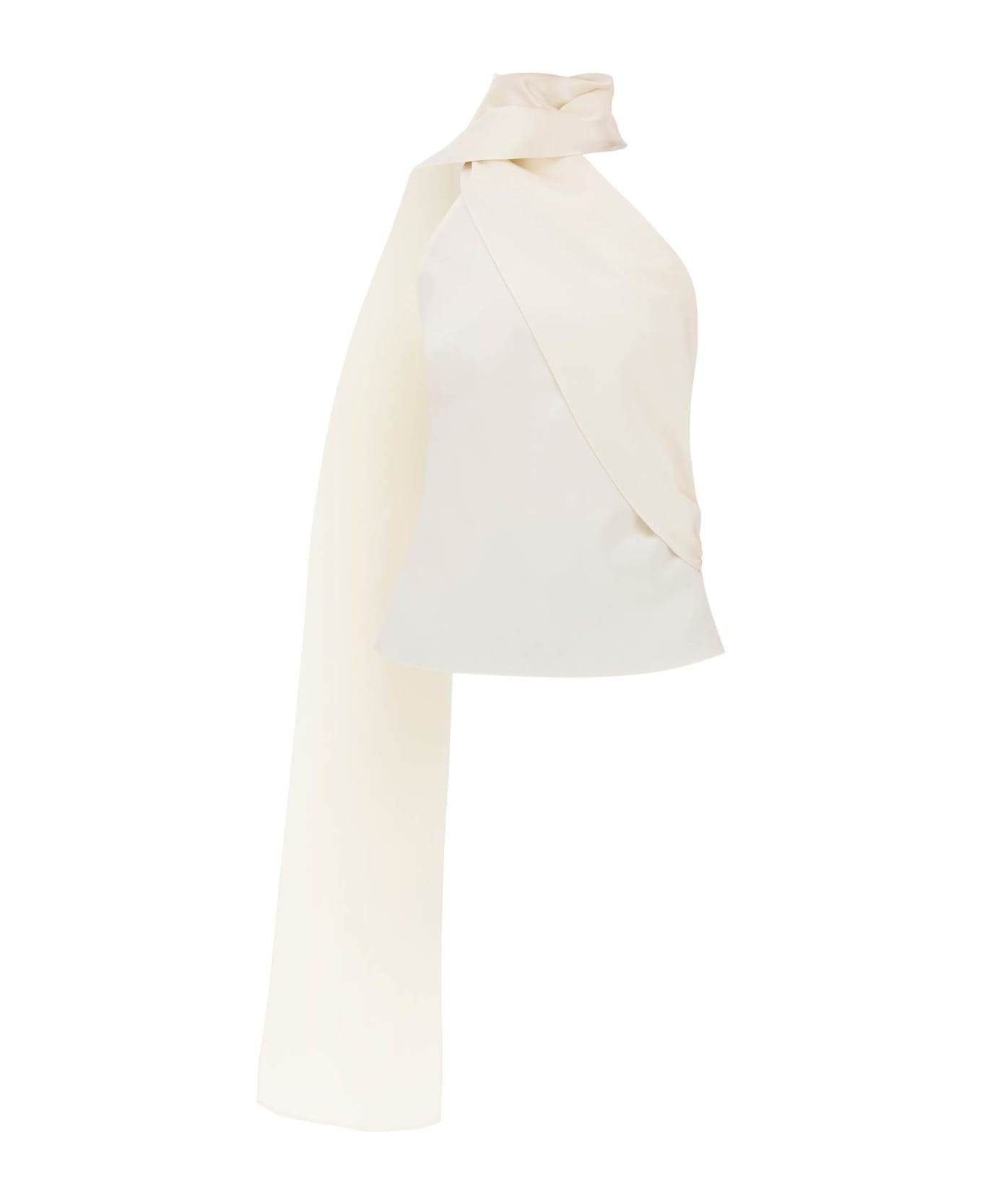 Magda Butrym Silk Wrap Neck Top - CREAM (White)