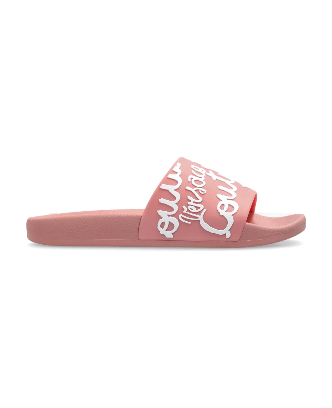 Versace Jeans Couture Rubber Slides With Logo - Pink