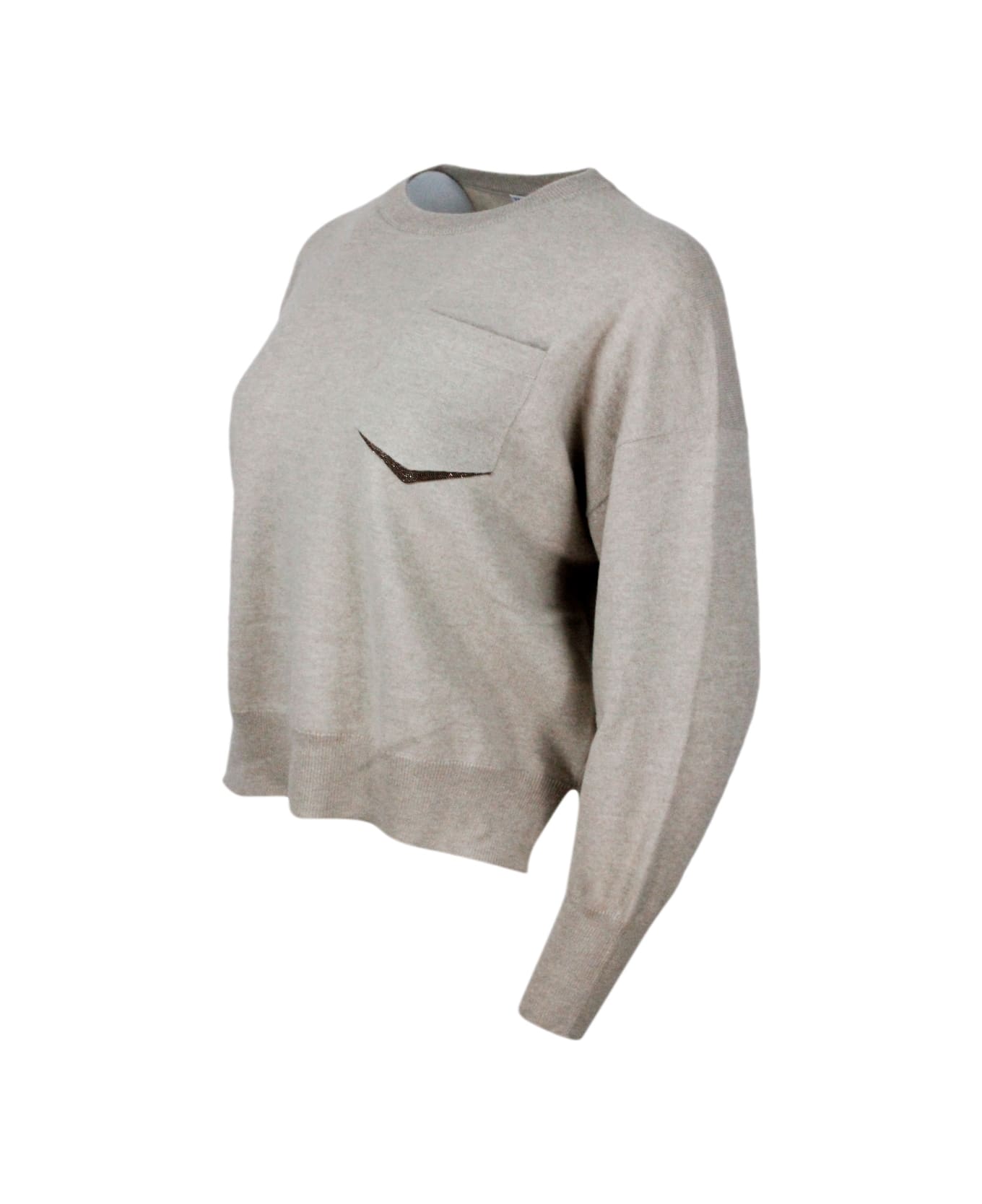 Brunello Cucinelli Long-sleeved Crewneck Sweater In Fine Cashmere - Beige freddo ニットウェア
