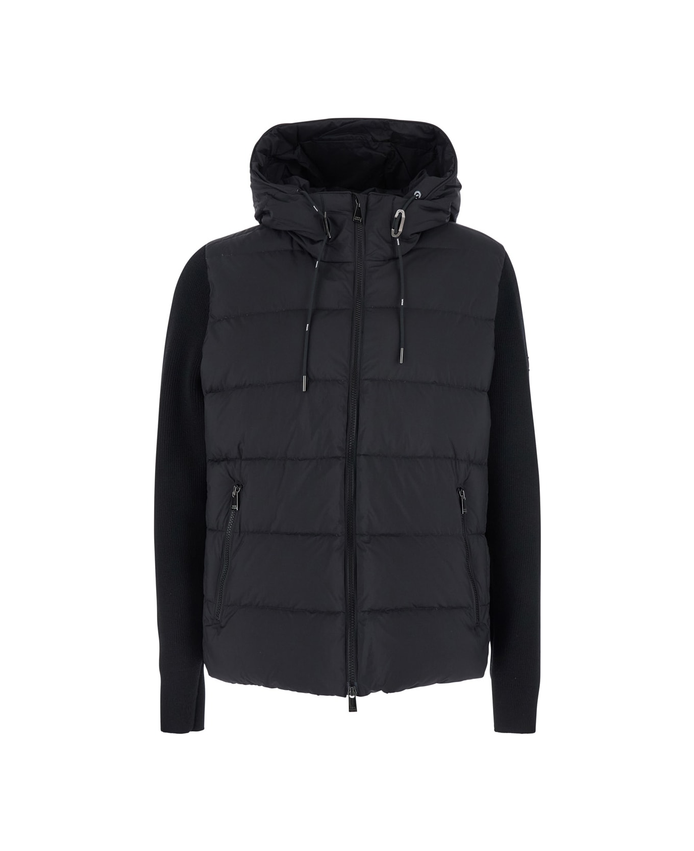 TATRAS 
keitie
 Black Down Jacket With Drawstring Hood And Logo Patch On The Side In Tech Fabric Man - Black