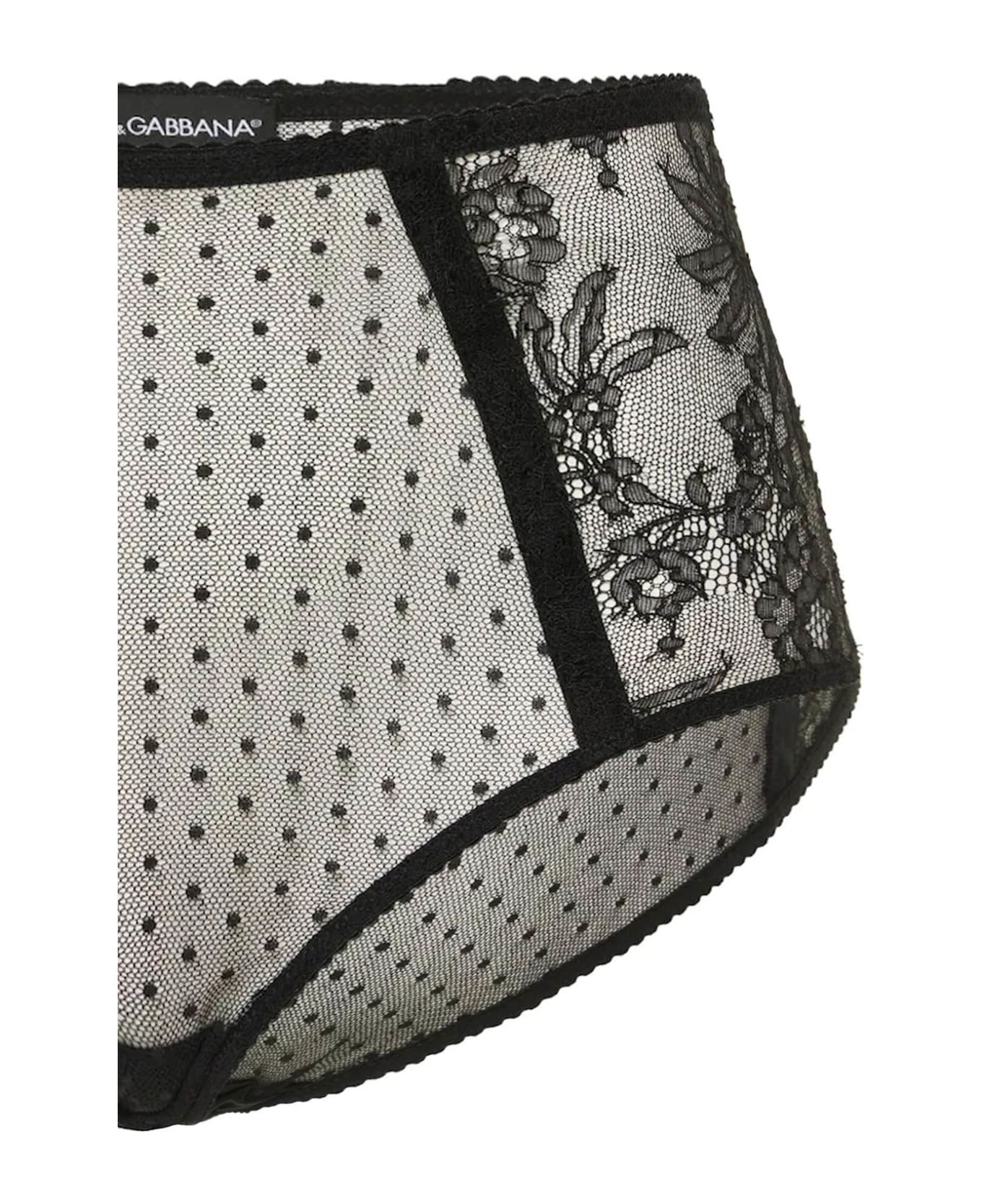 Dolce Bianco & Gabbana High-waisted Lace Briefs - NERO (Black)
