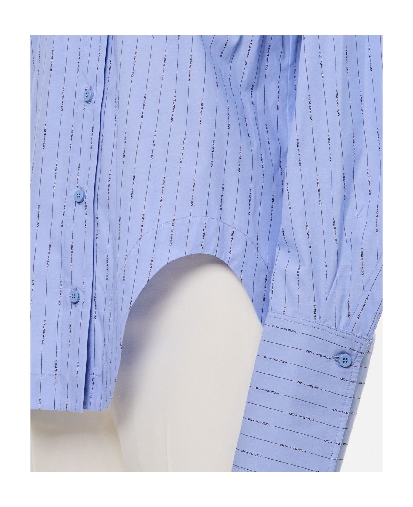 The Attico Allover Logo Printed Striped Shirt - BLUE NAVY SKY シャツ
