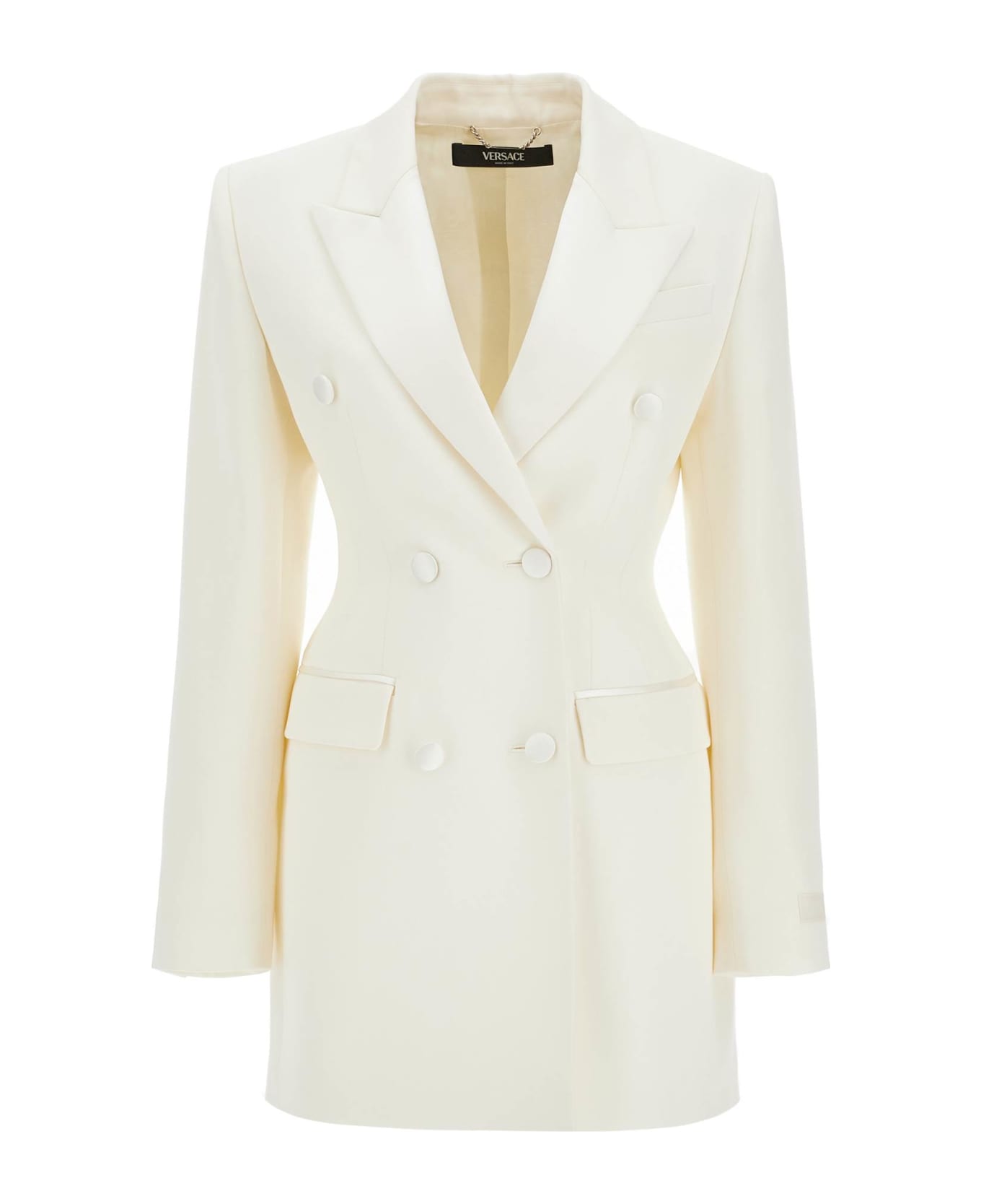 Versace Long Hourglass Smoking Jacket With A Long - WHITE (White)