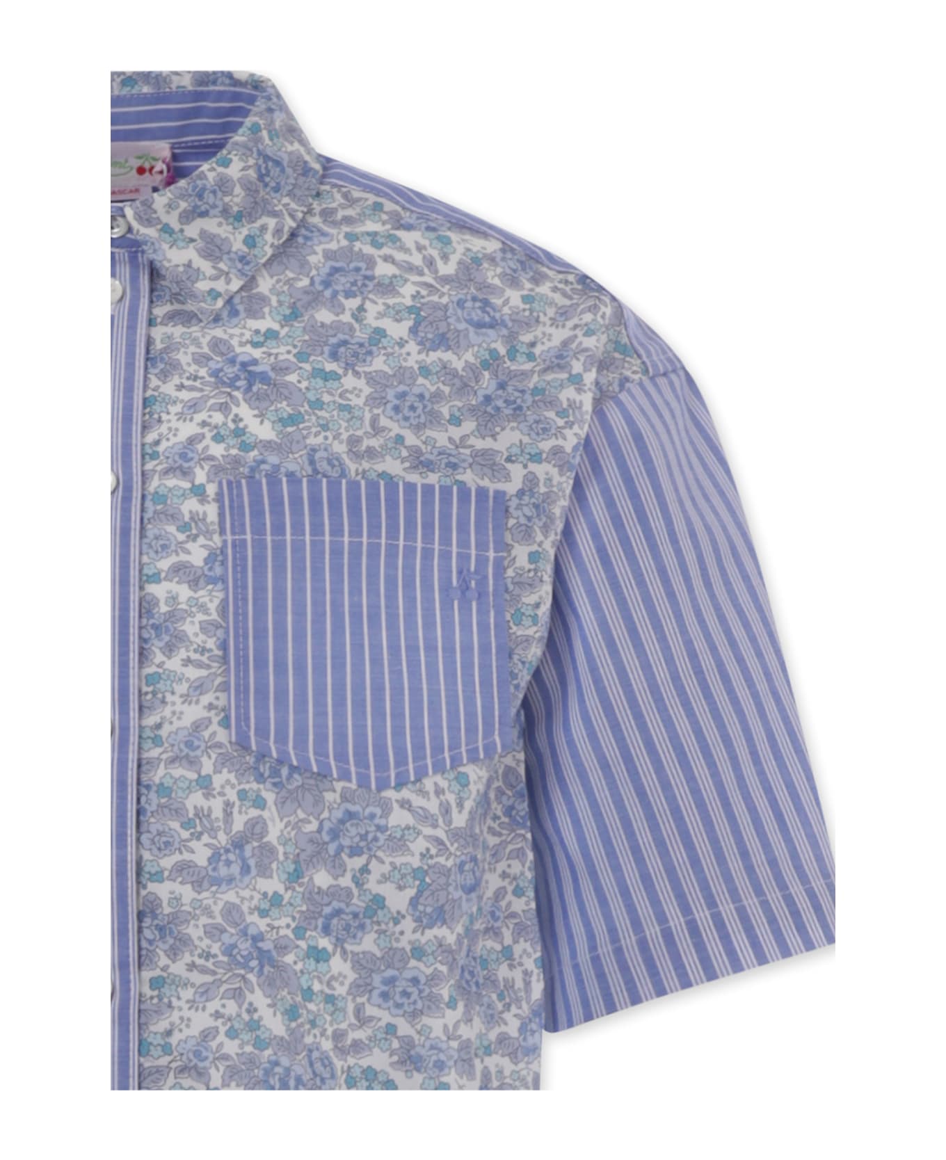Bonpoint Light Blue Shirt For Girl With Floral Print - Light Blue
