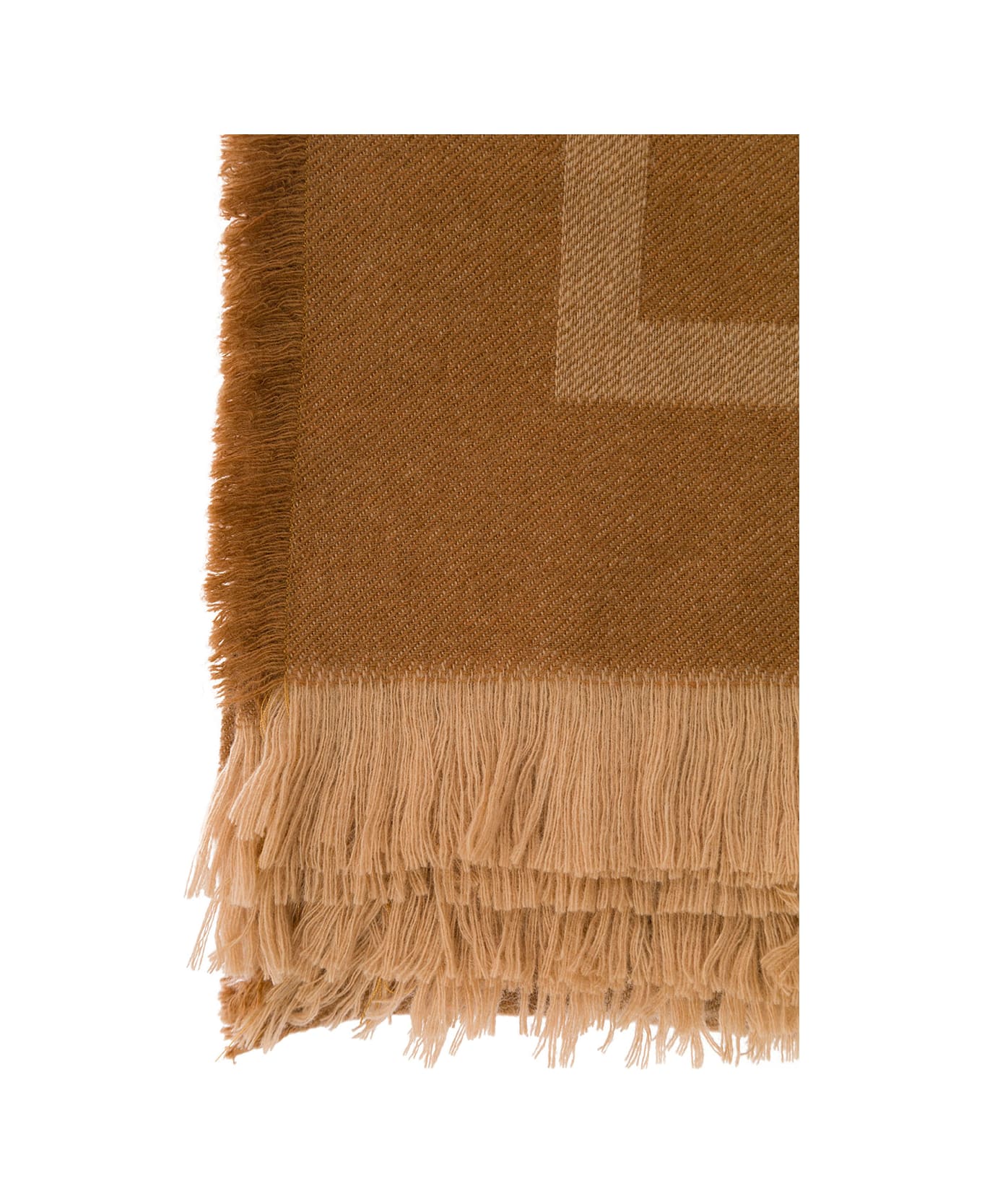 Totême Beige Scarf With Monogram Print In Wool And Cashmere Woman - Beige スカーフ＆ストール