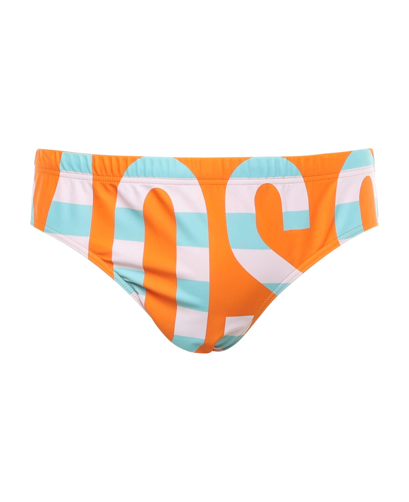 Moschino Maxi Logo Swim Briefs - ORANGE/LIGHT BLUE/PINK