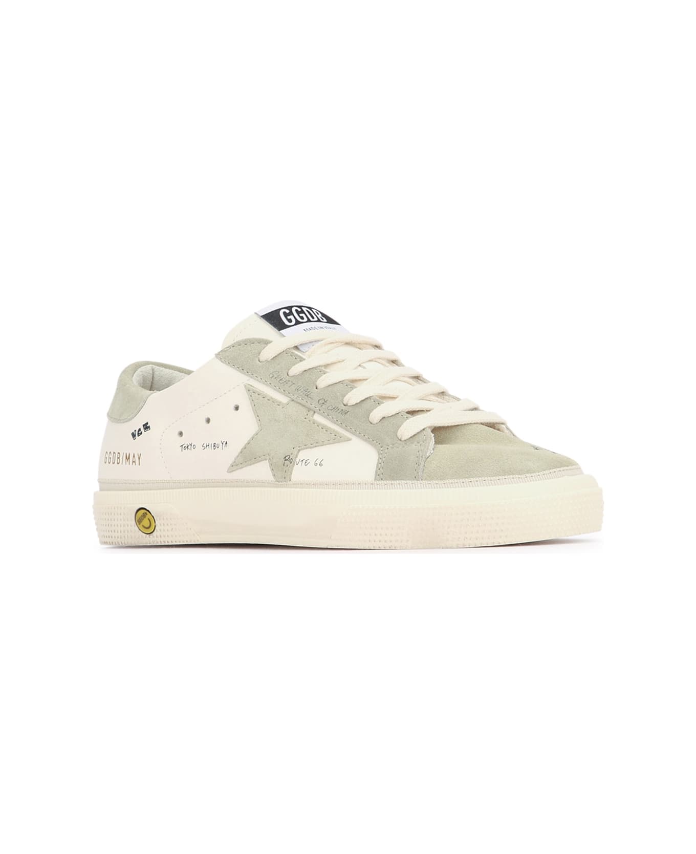 Golden Goose May Leather Upper Suede T - WHITENUTGREEN