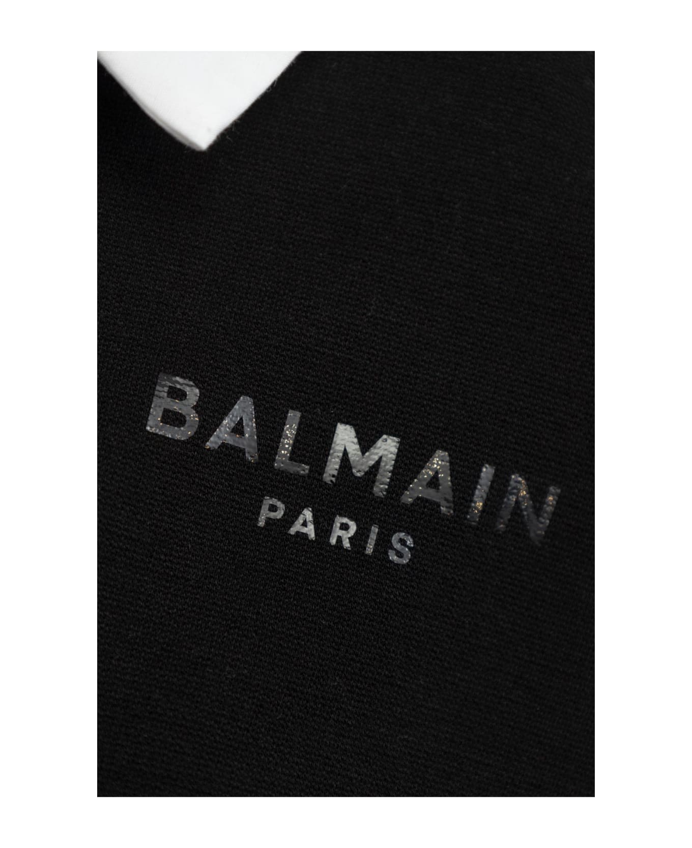 Balmain Logo Printed Long Sleeved Dress - Black/white