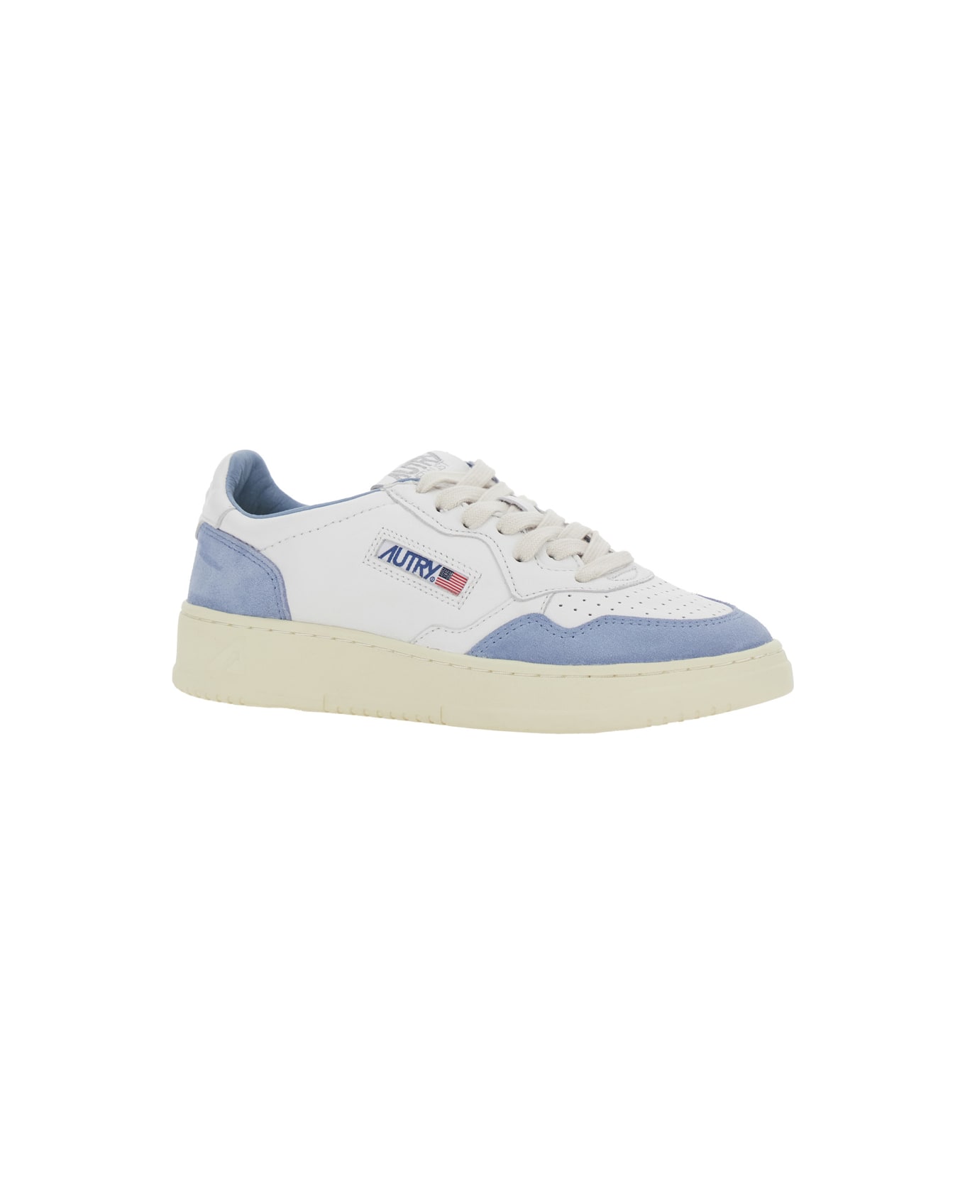 Autry 'medalist' White Low Top Sneakers With Logo Detail In Leather And Suede Woman - White