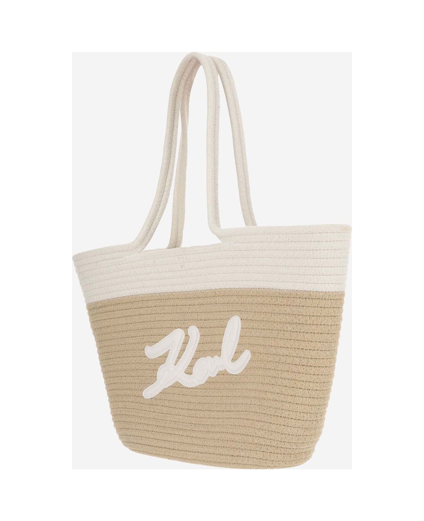 Karl Lagerfeld Fabric Tote Bag With Logo - White