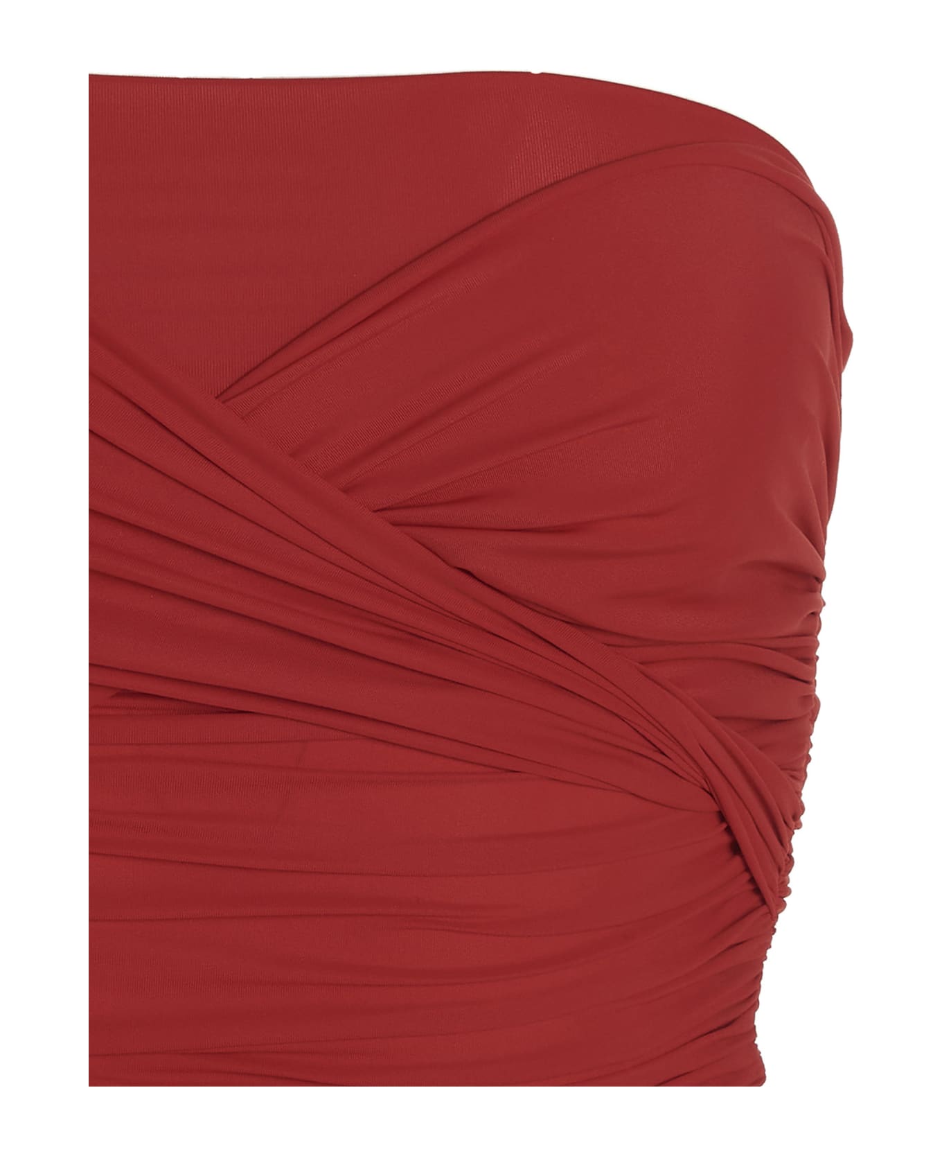 Atlein Off-shoulder Draping Top - Red